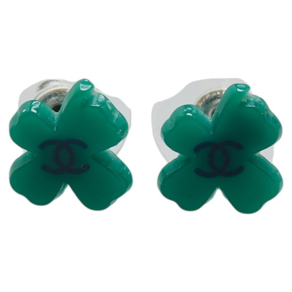 CC Logo Clover Earrings Silver-Tone Metal