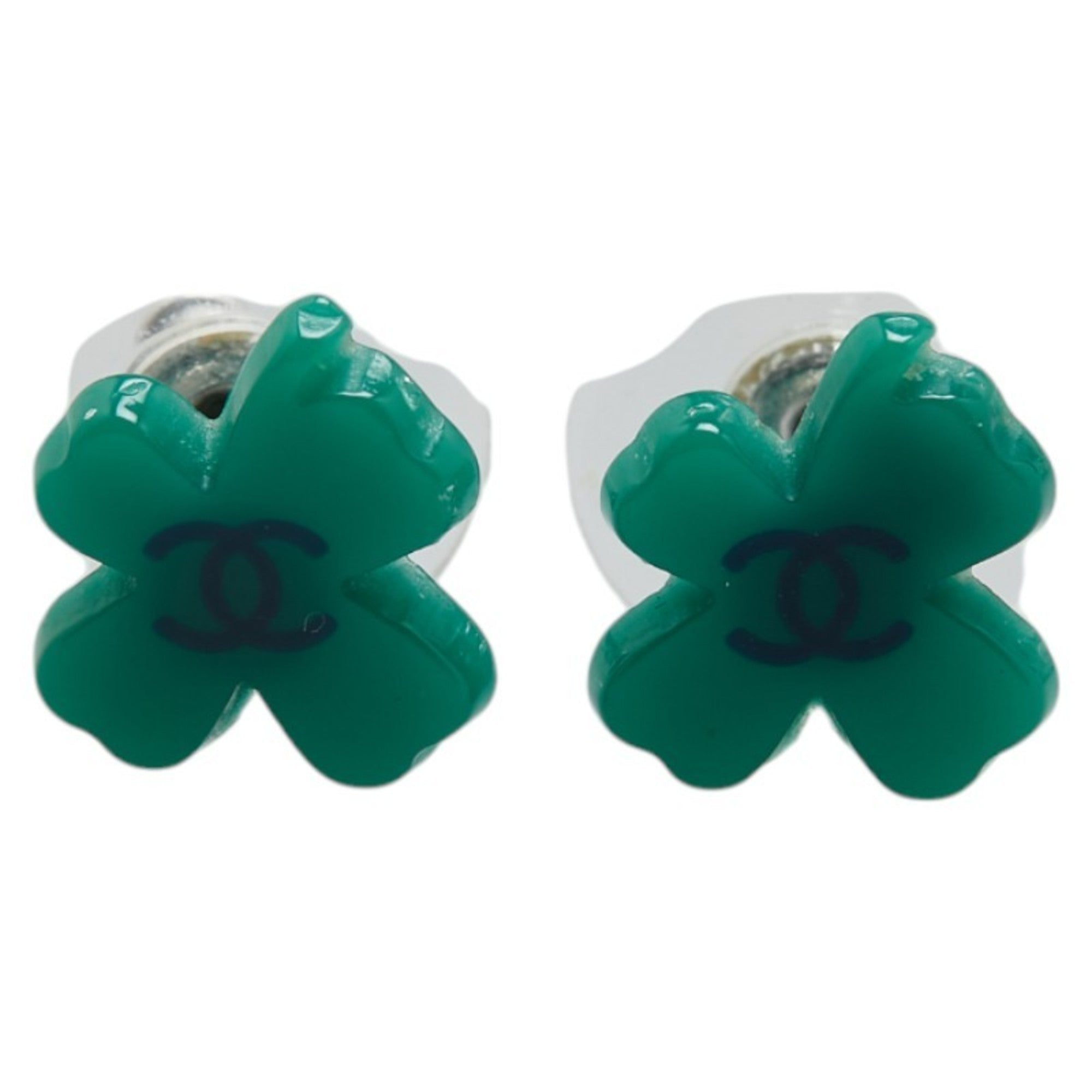 CC Logo Clover Earrings Silver-Tone Metal