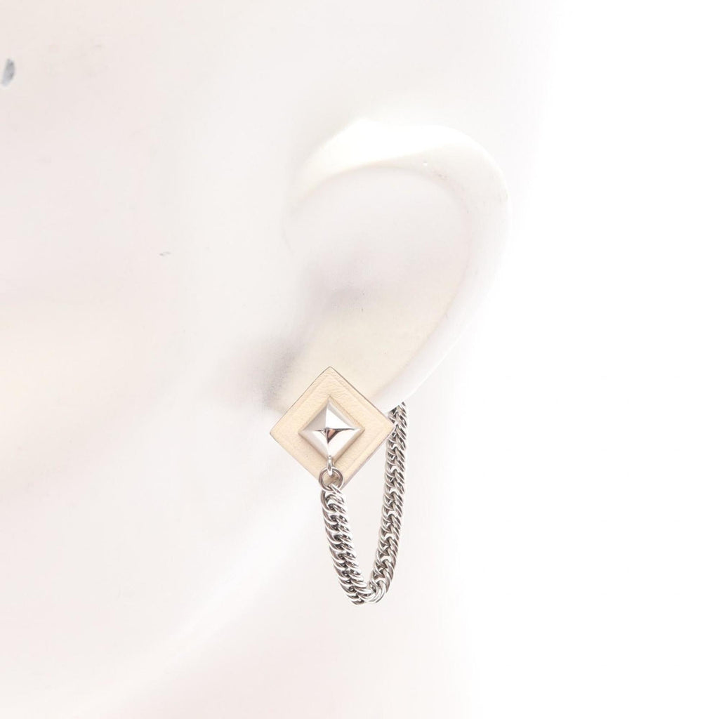 Earrings Stainless Steel and Swift Leather