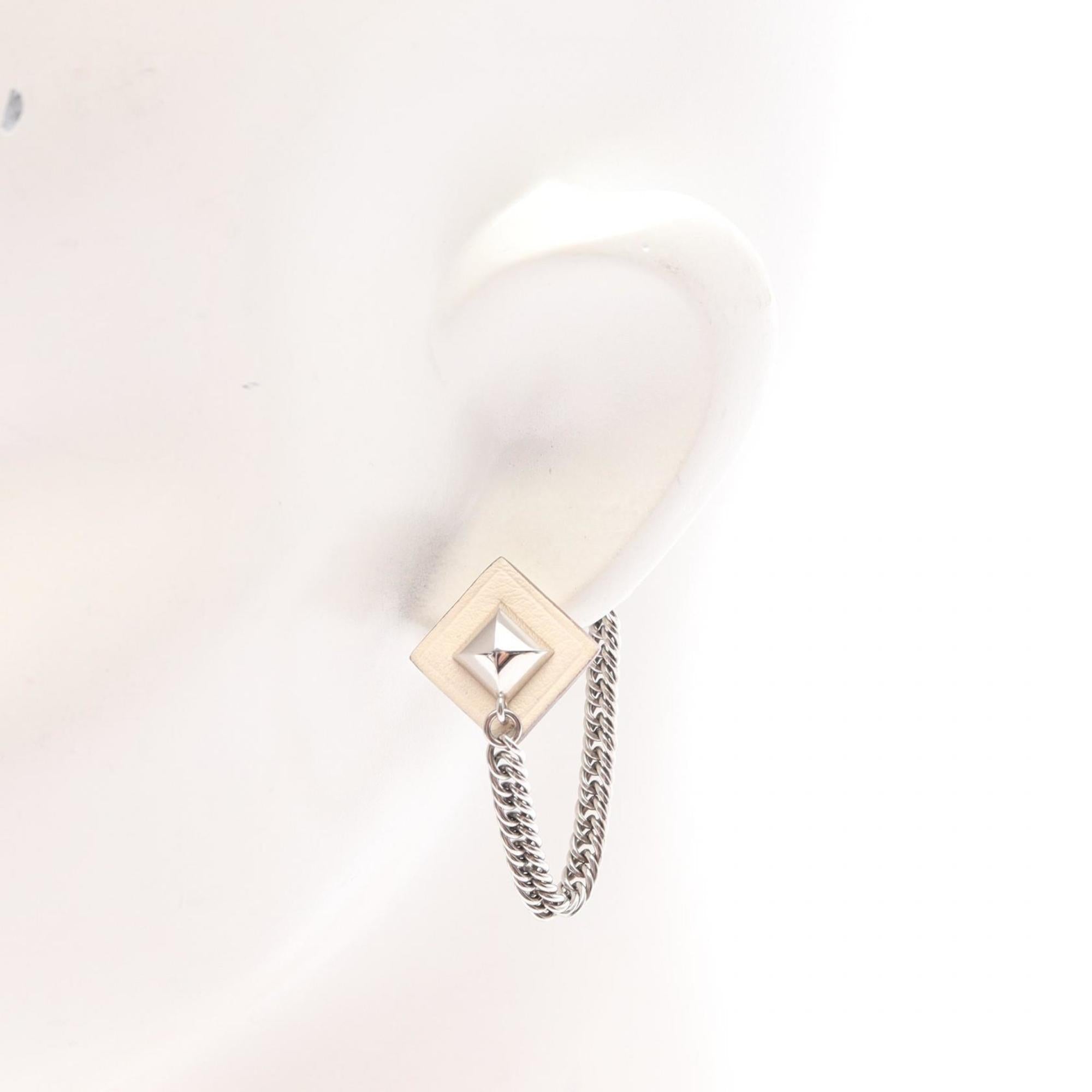 Earrings Stainless Steel and Swift Leather