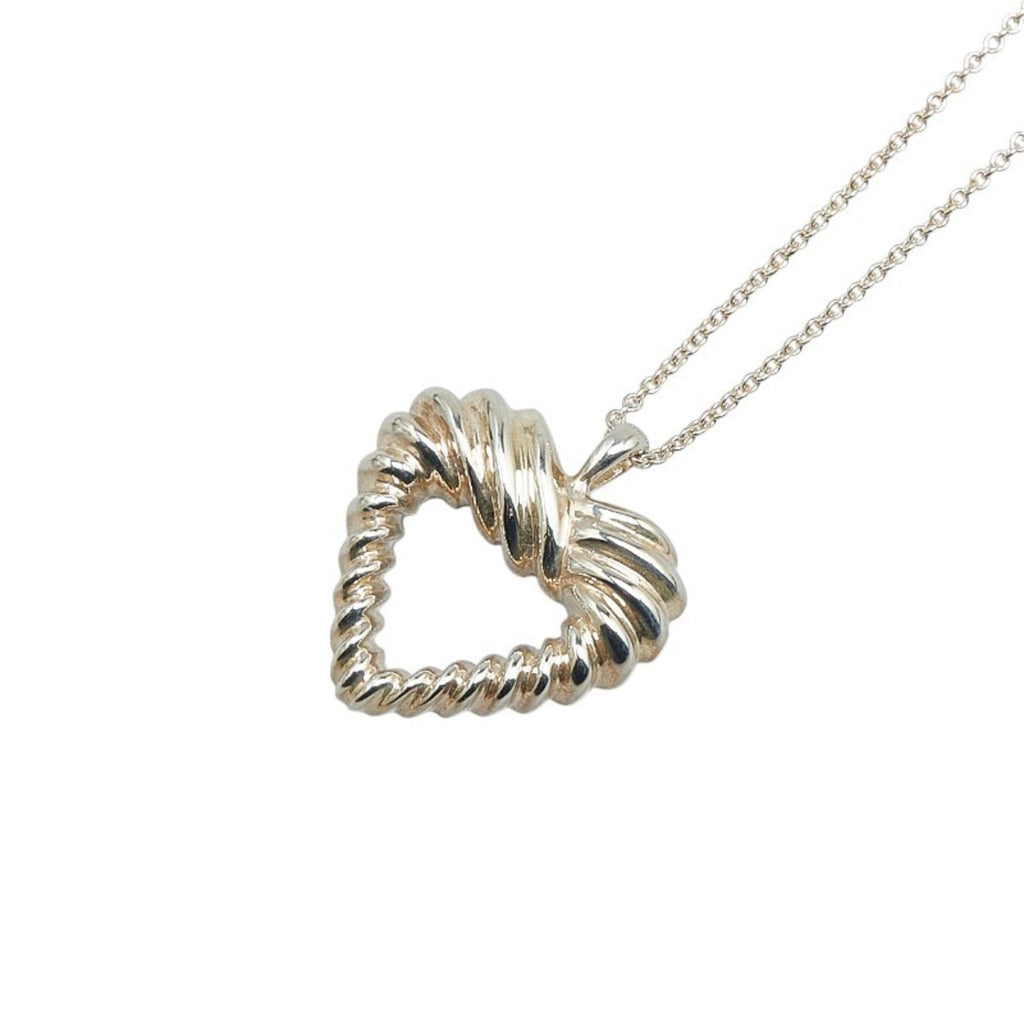 Twisted Heart Pendant Necklace Sterling Silver