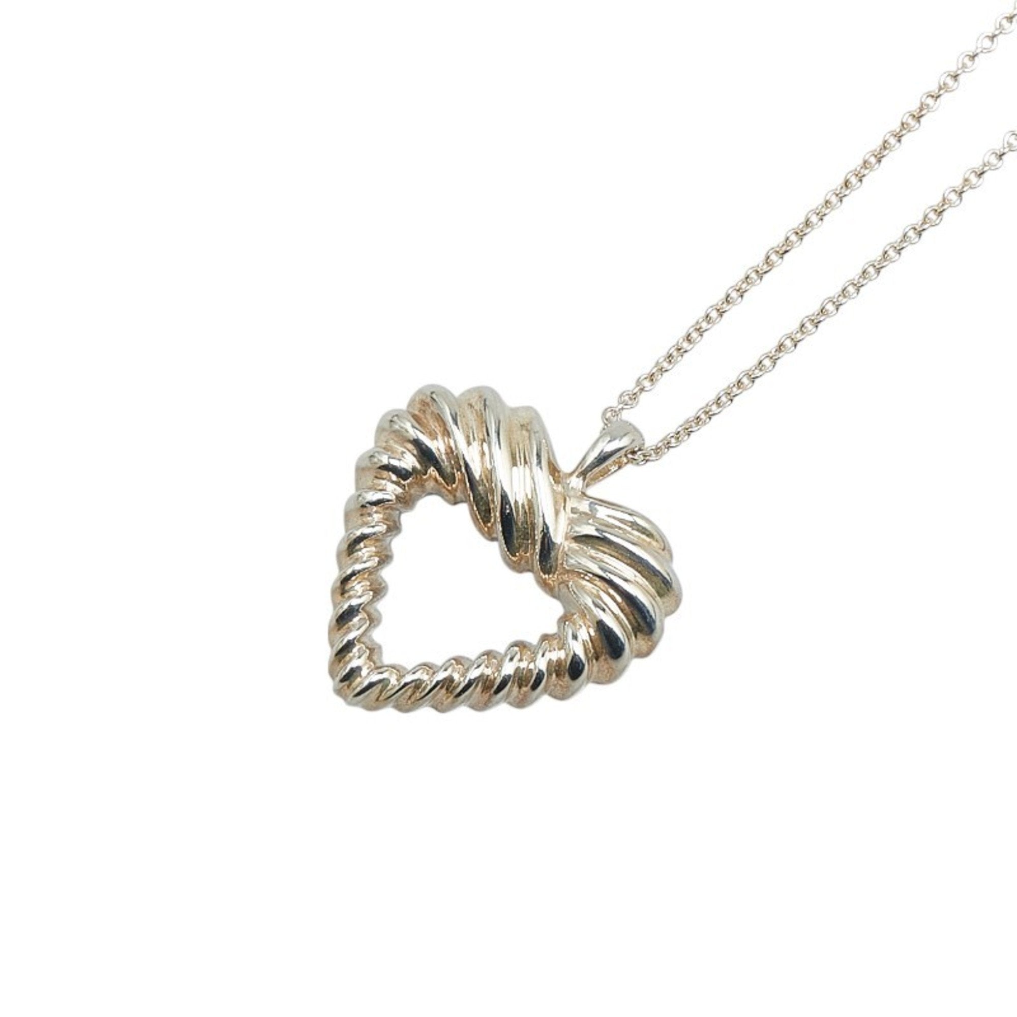 Twisted Heart Pendant Necklace Sterling Silver