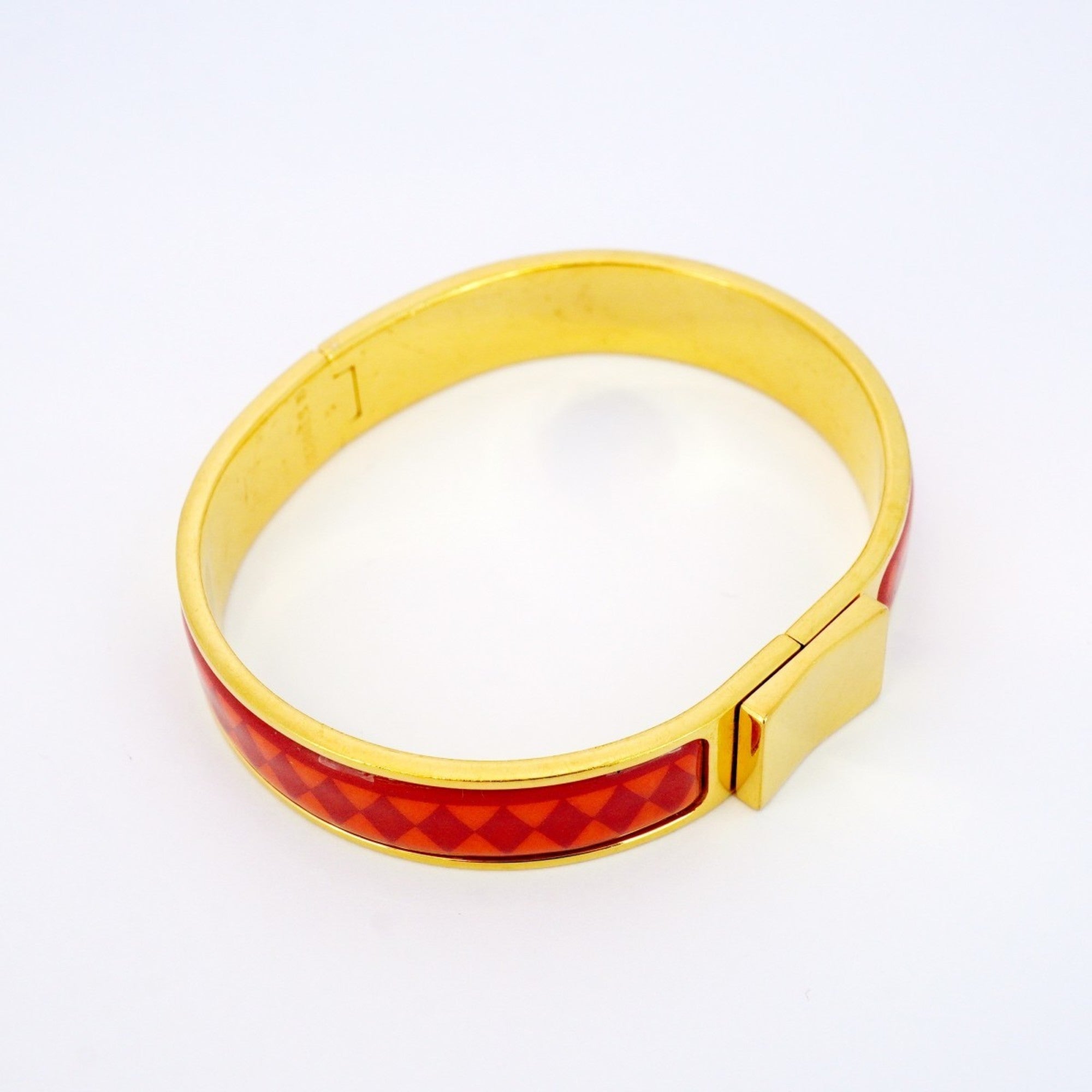Click-Clack Bangle Gold Mini Orange and Red Bracelet