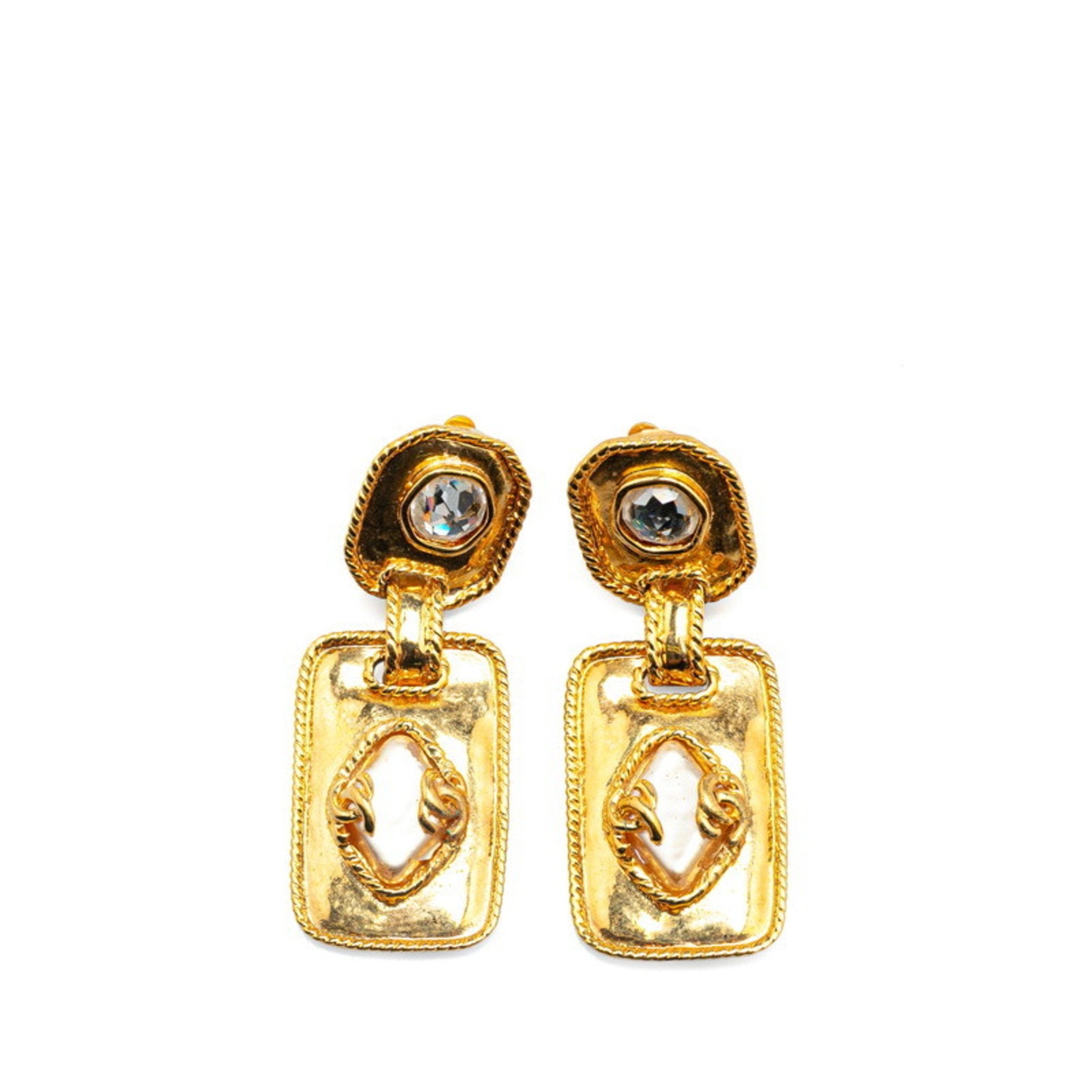 CC Logo Clip-On Earrings Metal Gold-Tone Metal