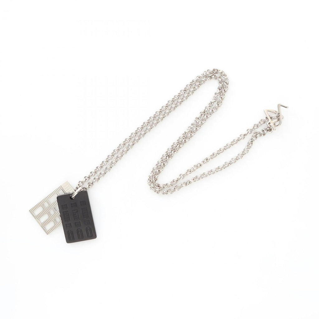Pendant Necklace Stainless Steel Silver and Black