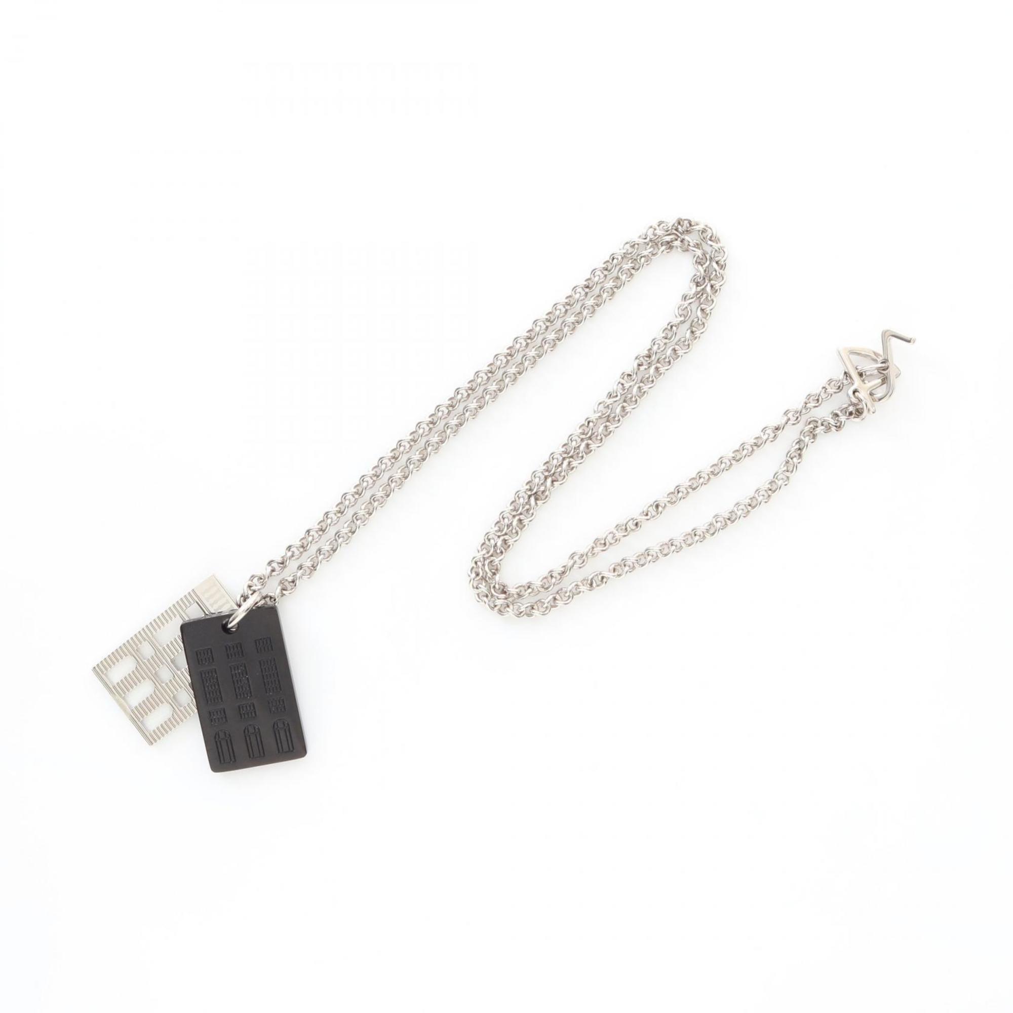 Pendant Necklace Stainless Steel Silver and Black