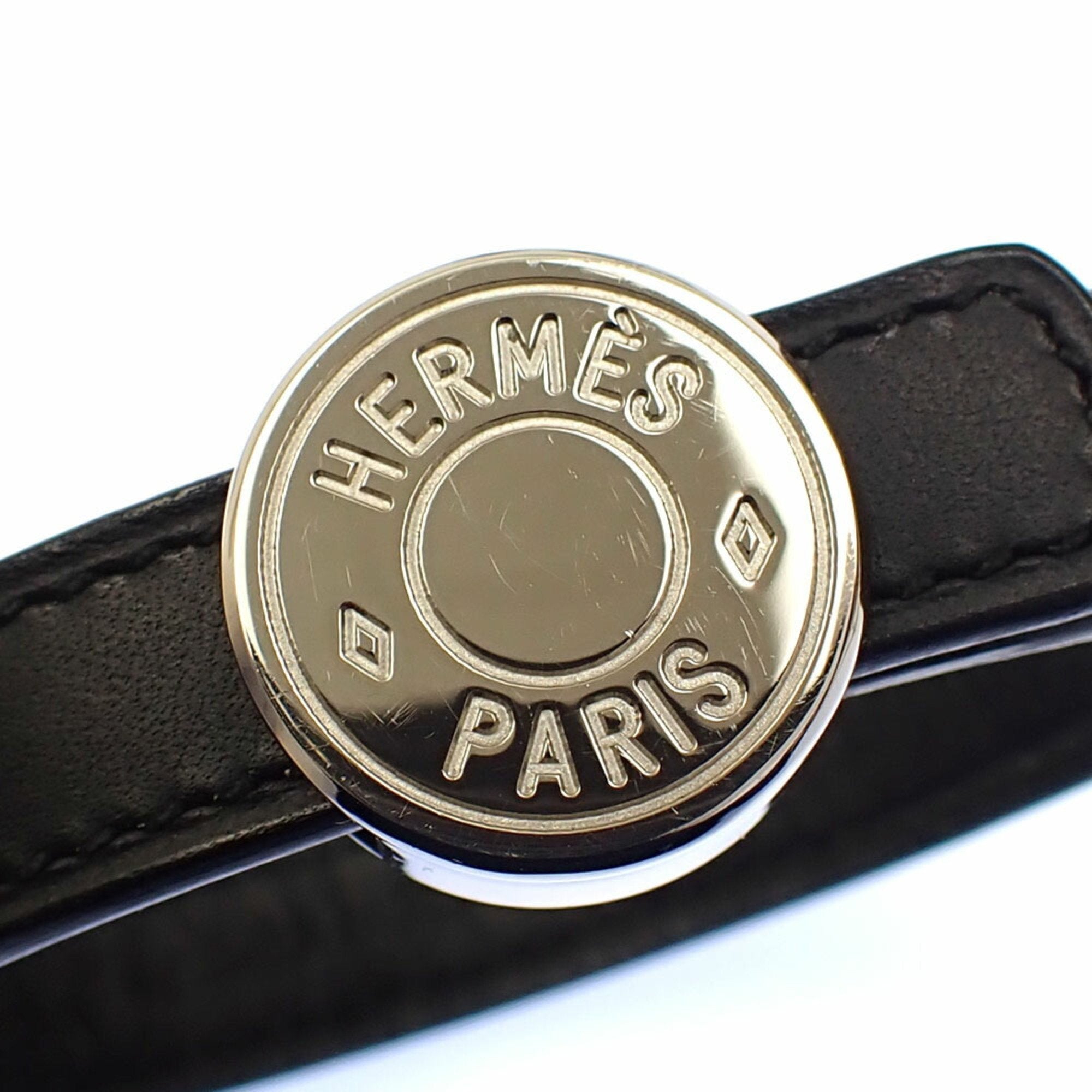 Sellier Bracelet Leather and Metal Black