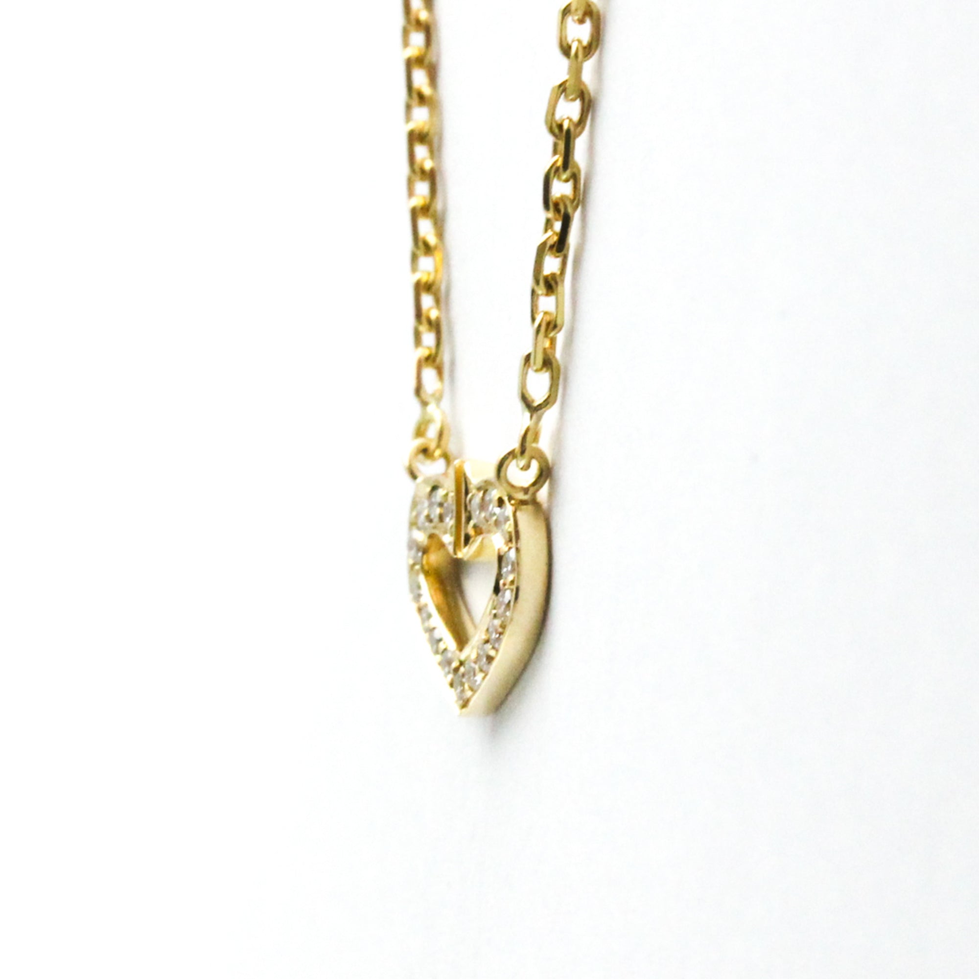 C Heart Pendant Necklace 18K Yellow Gold with Diamonds