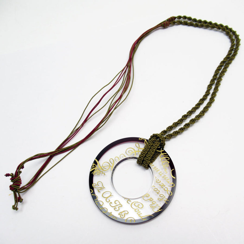 Pendant Necklace with Crystal Bordeaux Clear Khaki