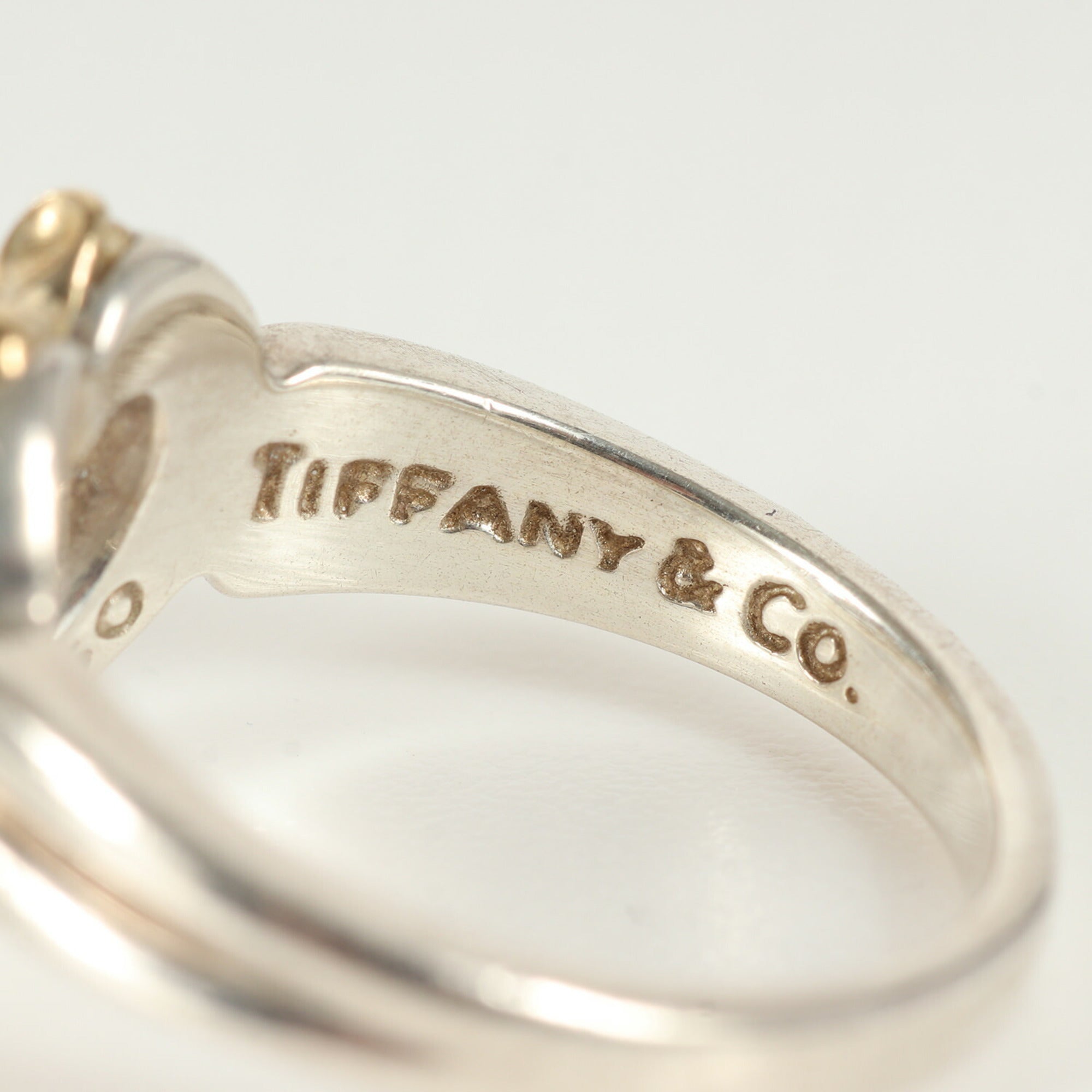 Heart Ribbon Combination Ring Sterling Silver and 18K Yellow Gold