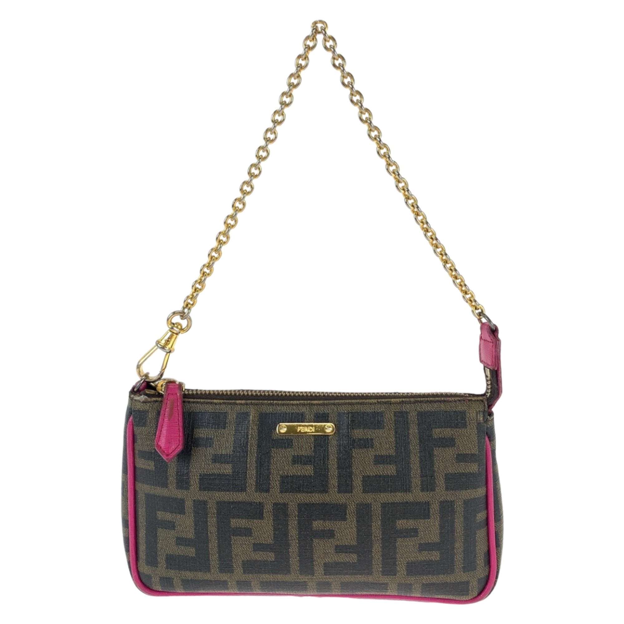 Chain Pochette Zucca Coated Canvas