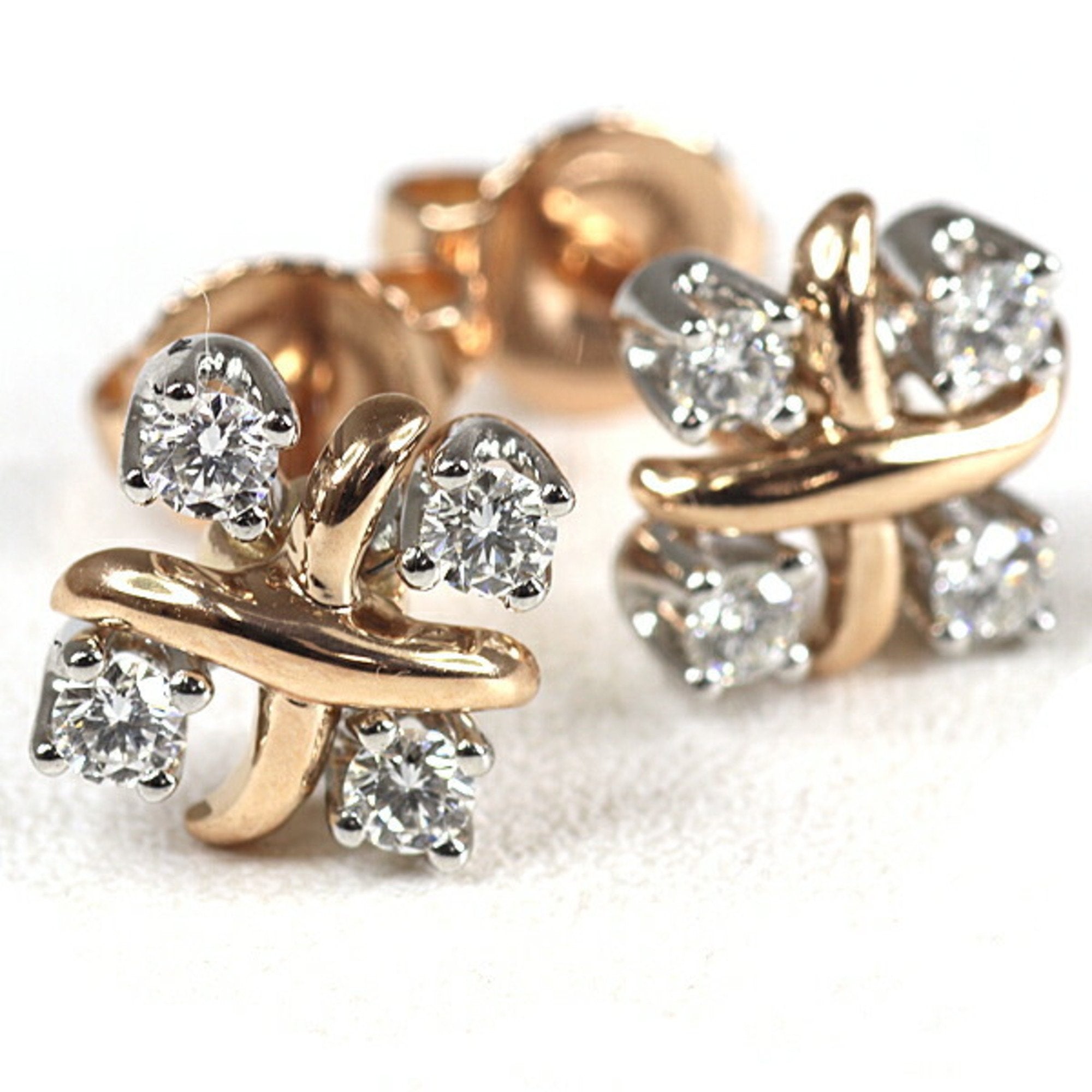 Earrings 18K Rose Gold and Platinum