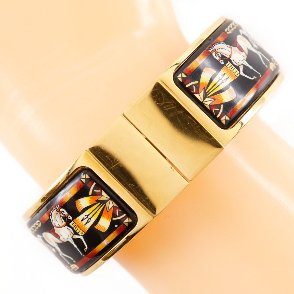 Roque Enamel Cloisonné Horse Pattern Bracelet Gold