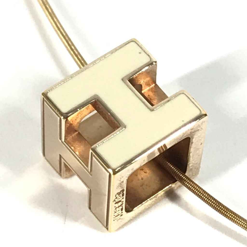 H Cube Pendant Necklace Metal Gold