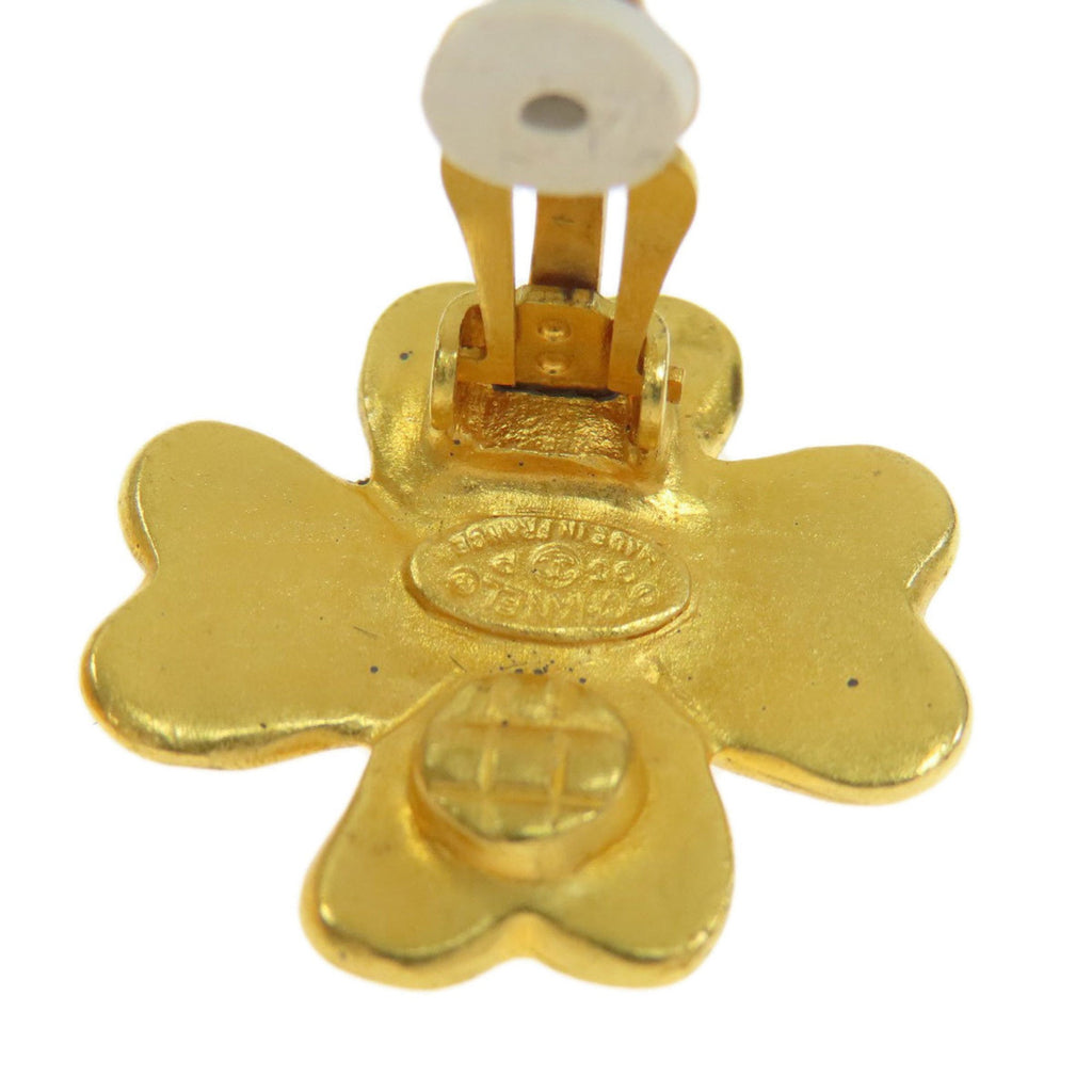 CC Logo Clover Clip-On Earrings Metal Gold-Tone Metal