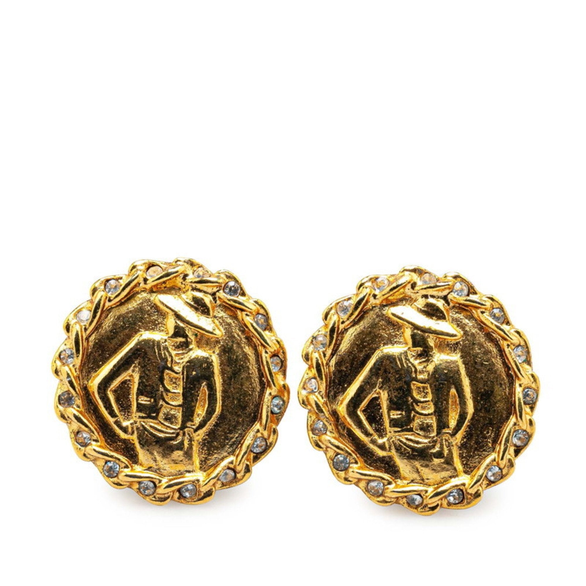 Earrings Rhinestone Gold-Tone Metal