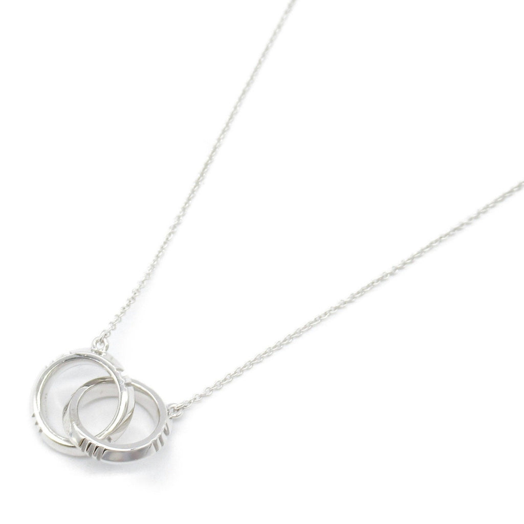 Double Circle Pendant Necklace 18K White Gold