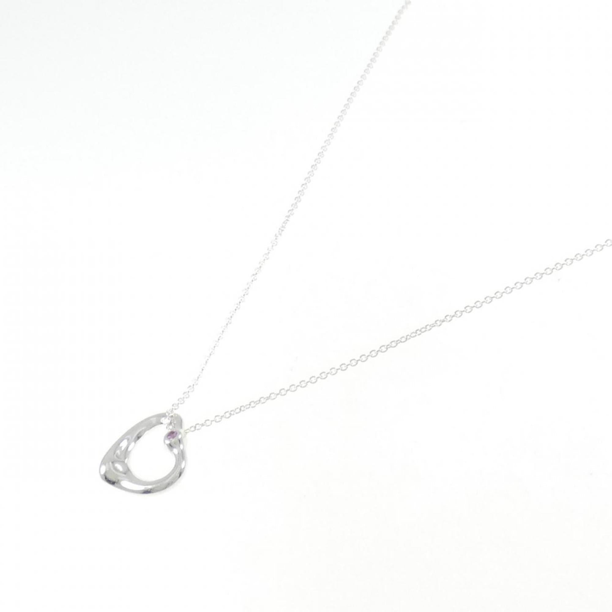 Open Heart Pendant Necklace Sterling Silver 14.8mm