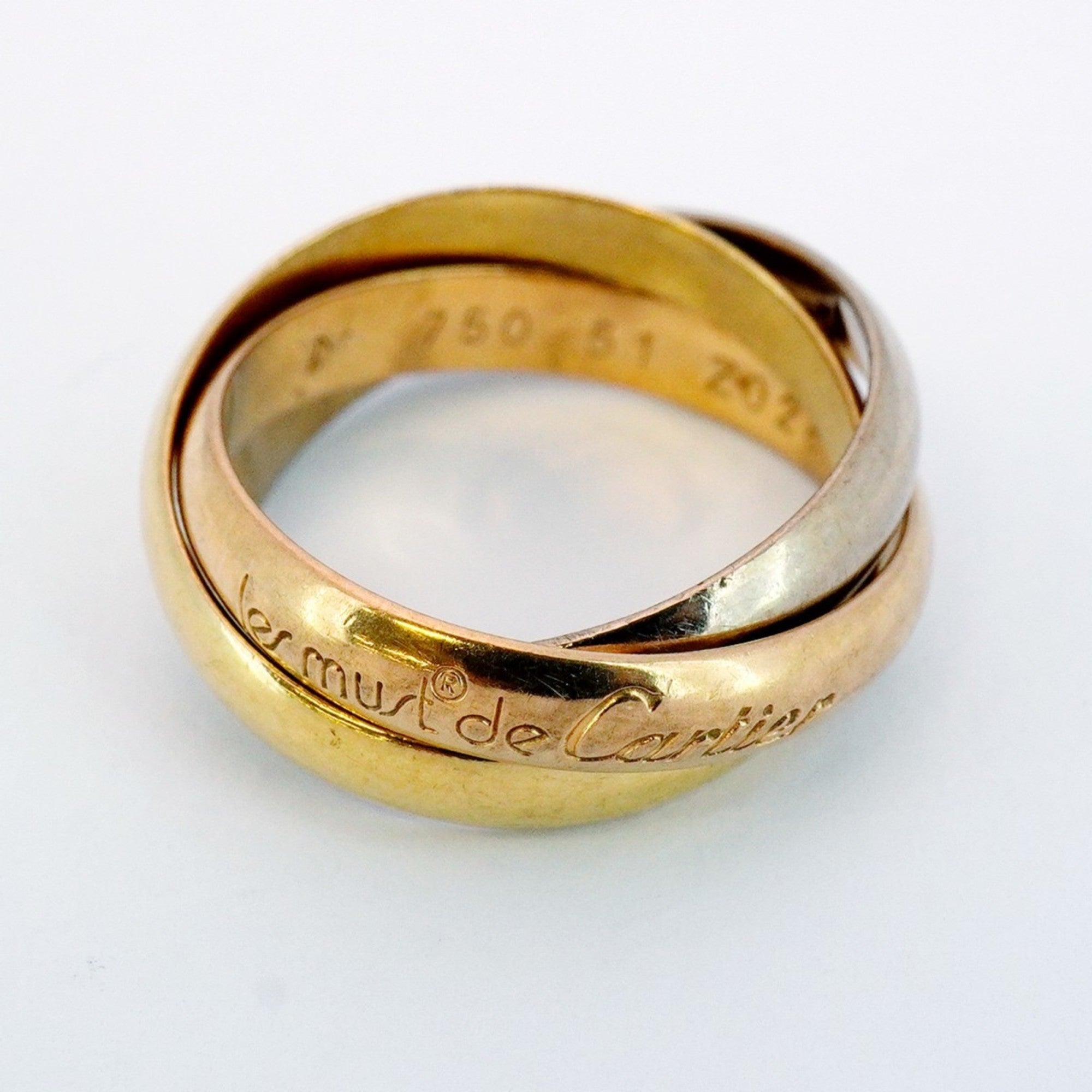 Vendome Louis Cartier Band Ring 18K Tricolor Gold