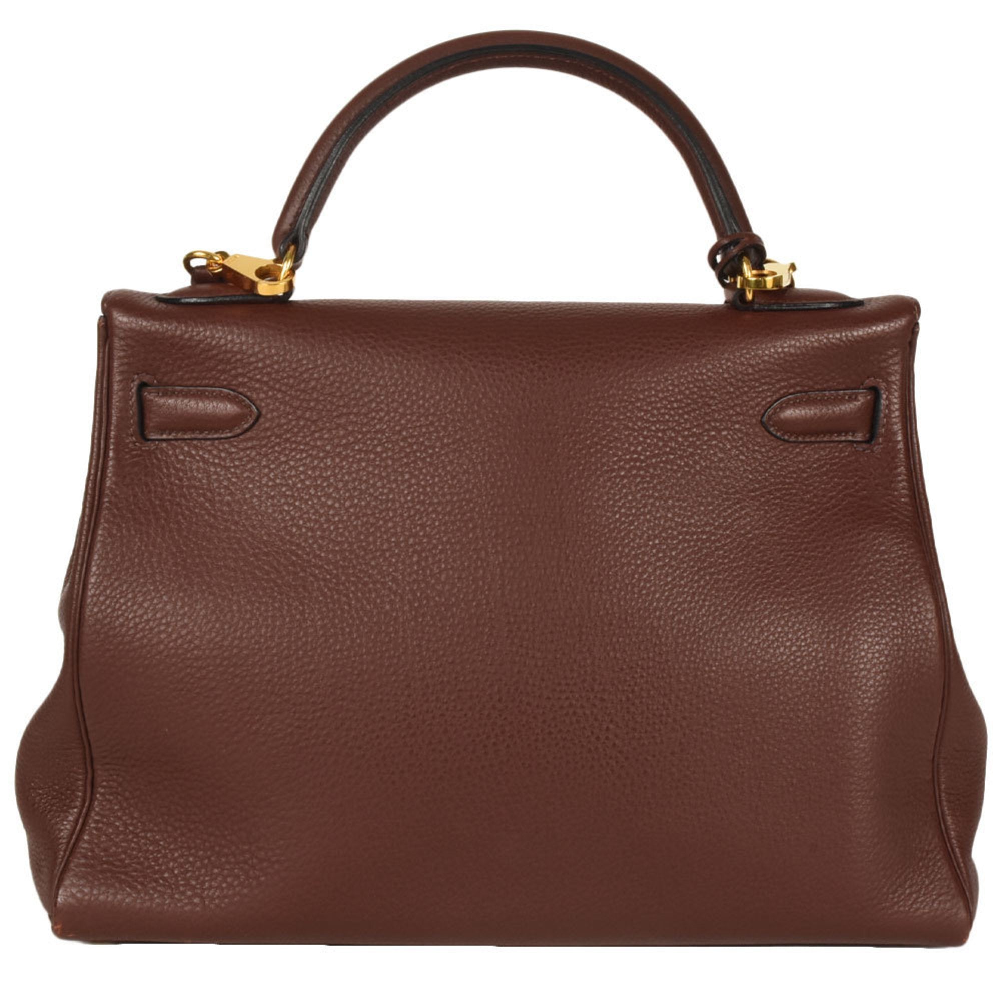 Kelly Handbag Brown Clemence with Gold Hardware 32