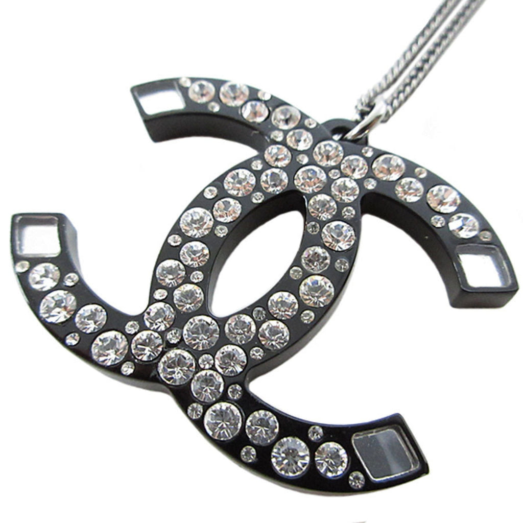 CC Logo Pendant Necklace Silver-Tone Metal