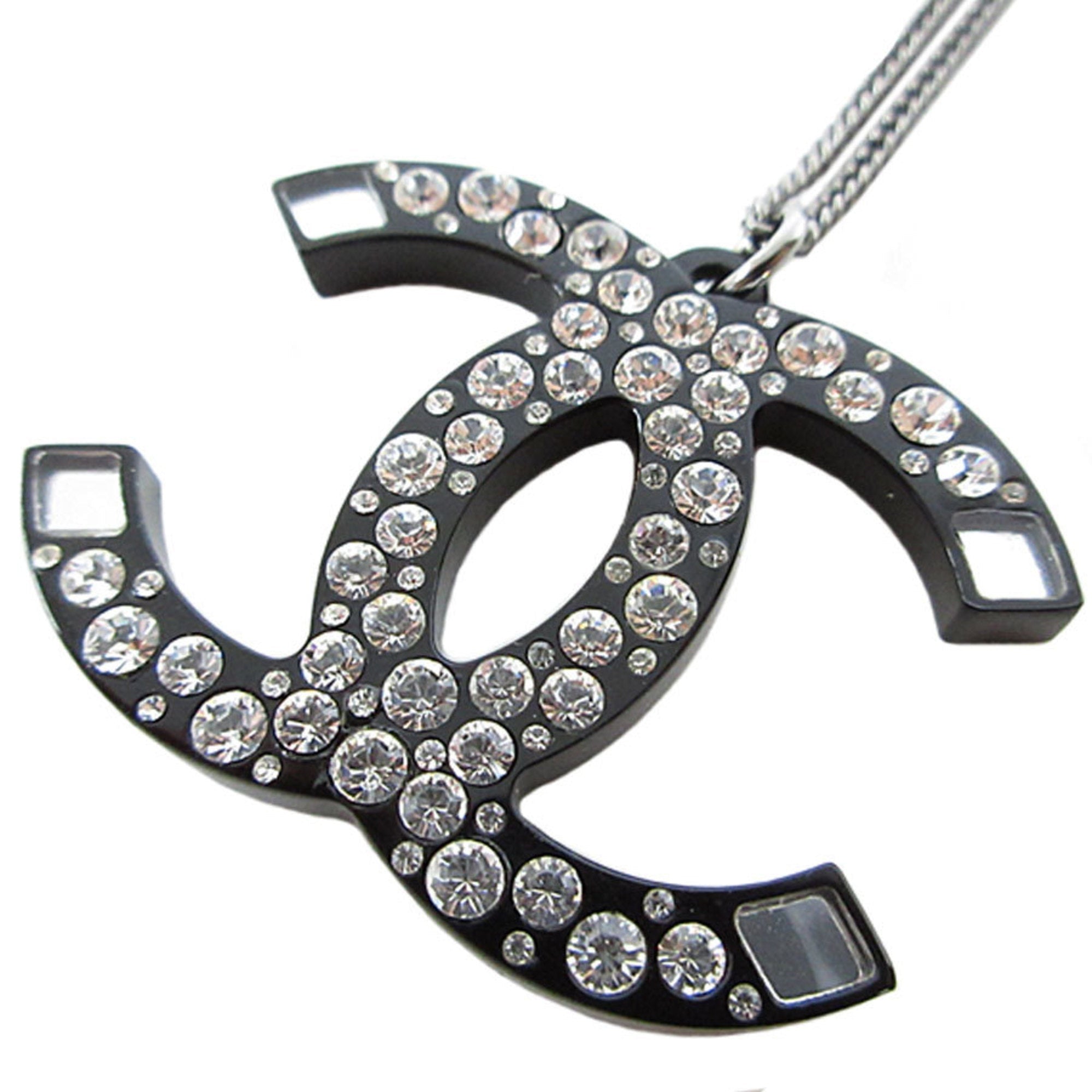 CC Logo Pendant Necklace Silver-Tone Metal
