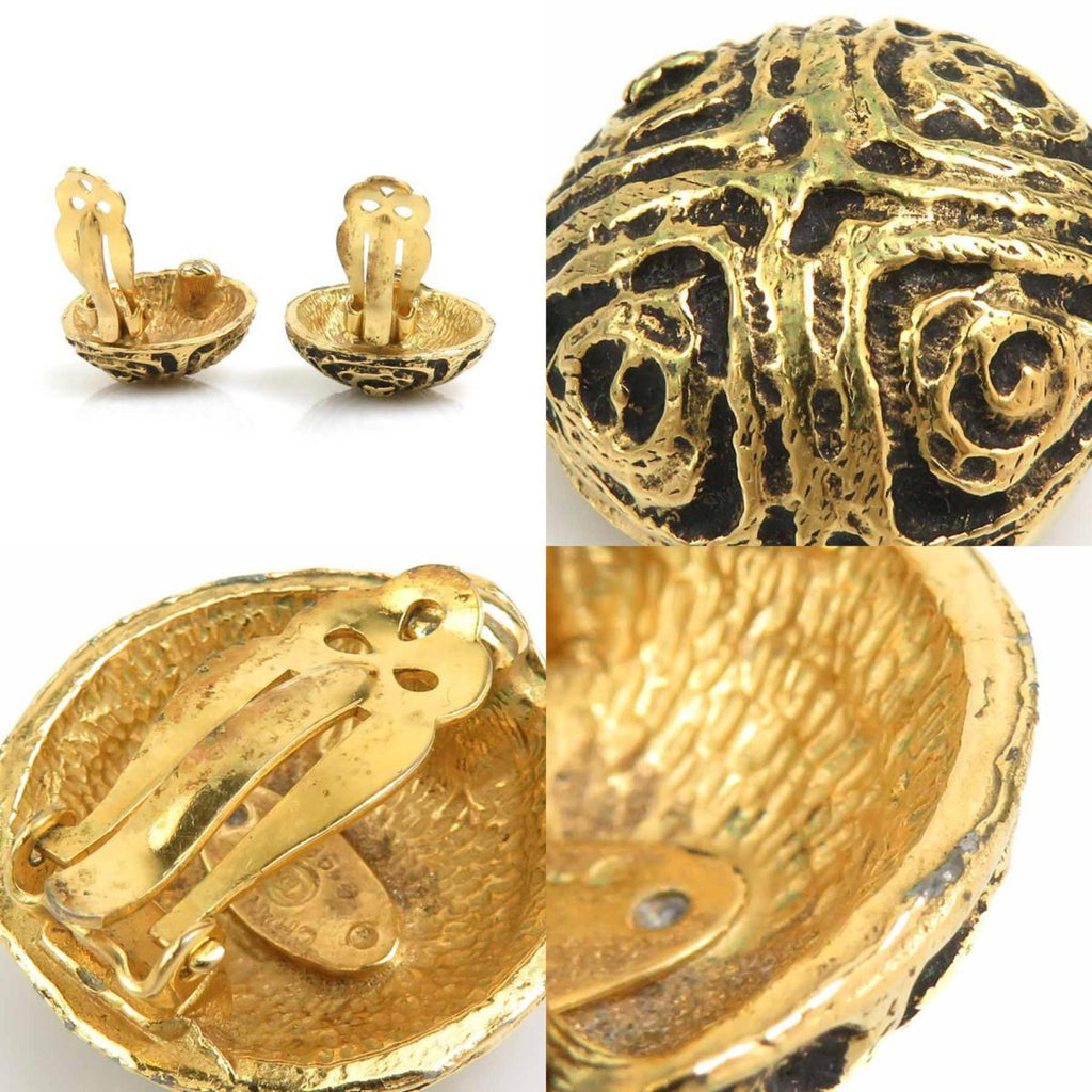 CC Logo Clip-On Earrings Gold-Tone Metal Gold-Tone Metal