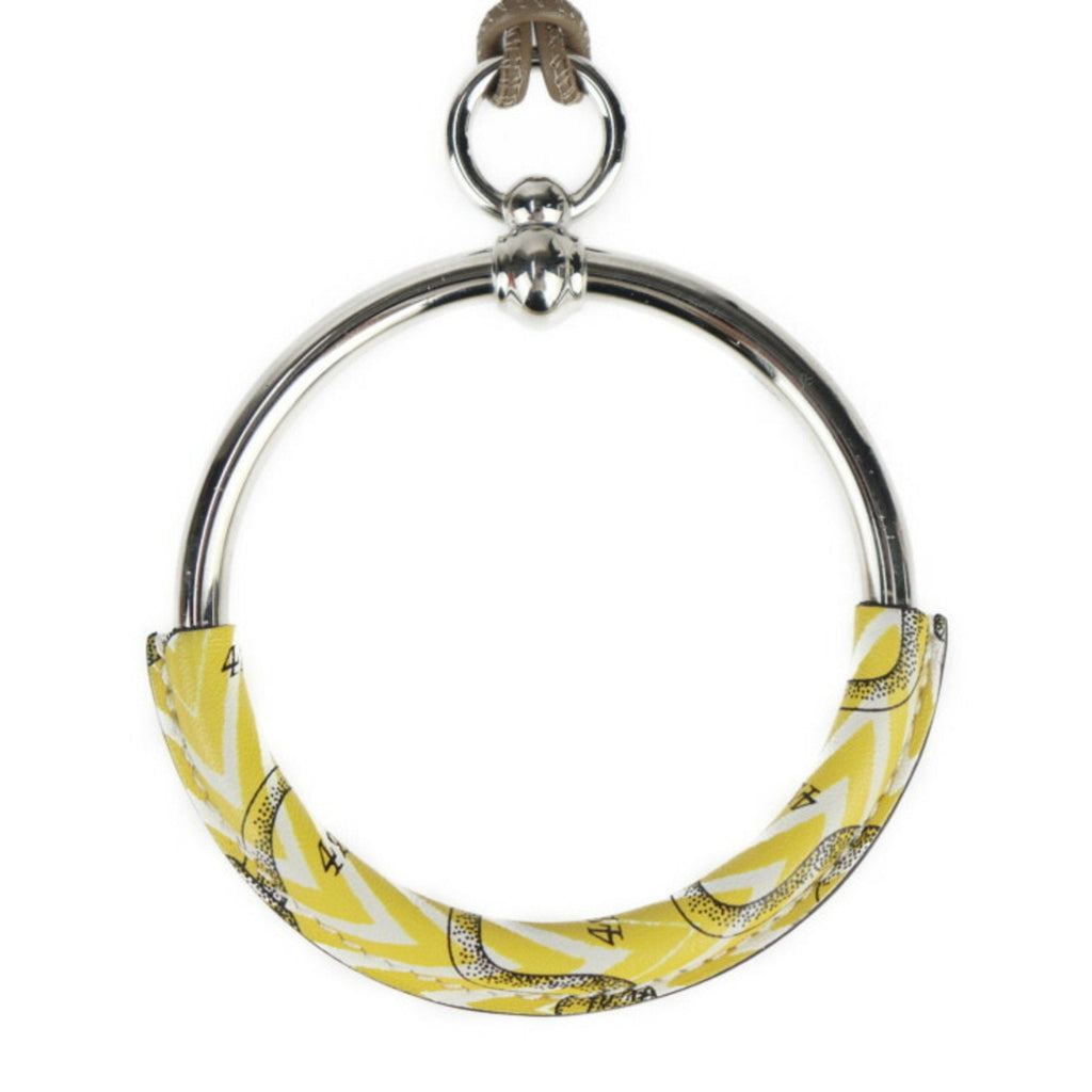 Loop Pendant Necklace Metal and Swift Leather Silver and Yellow