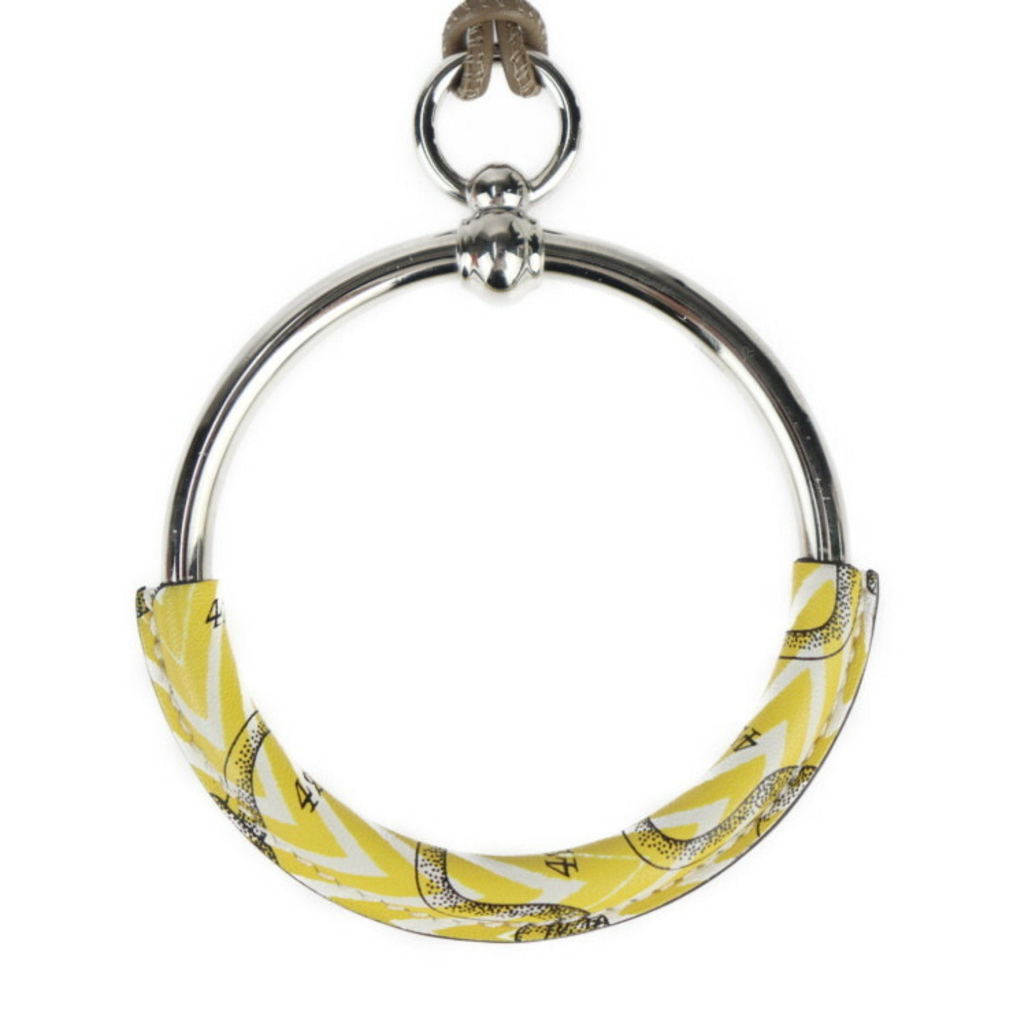 Loop Pendant Necklace Metal and Swift Leather Silver and Yellow