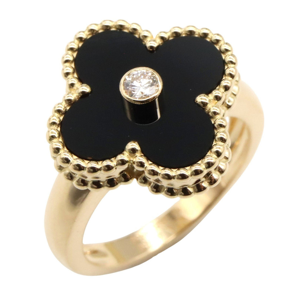 Vintage Alhambra Ring 18K Yellow Gold and Onyx
