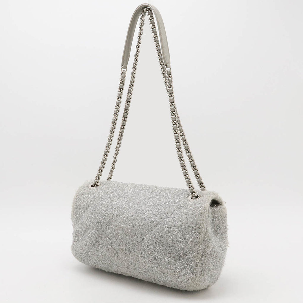 CC Chain Flap Bag Quilted Knit Pluto Glitter Medium