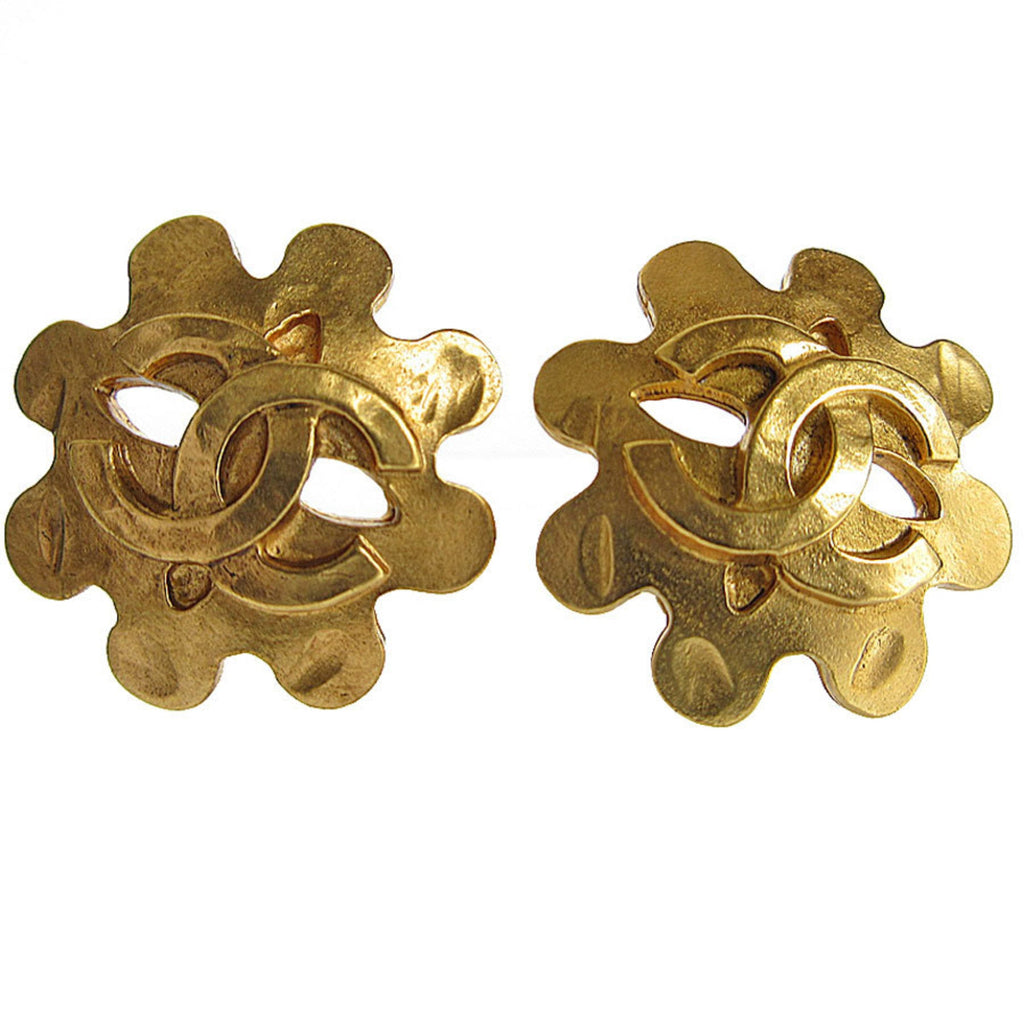 CC Logo Clip-On Earrings Gold-Tone Metal Gold-Tone Metal