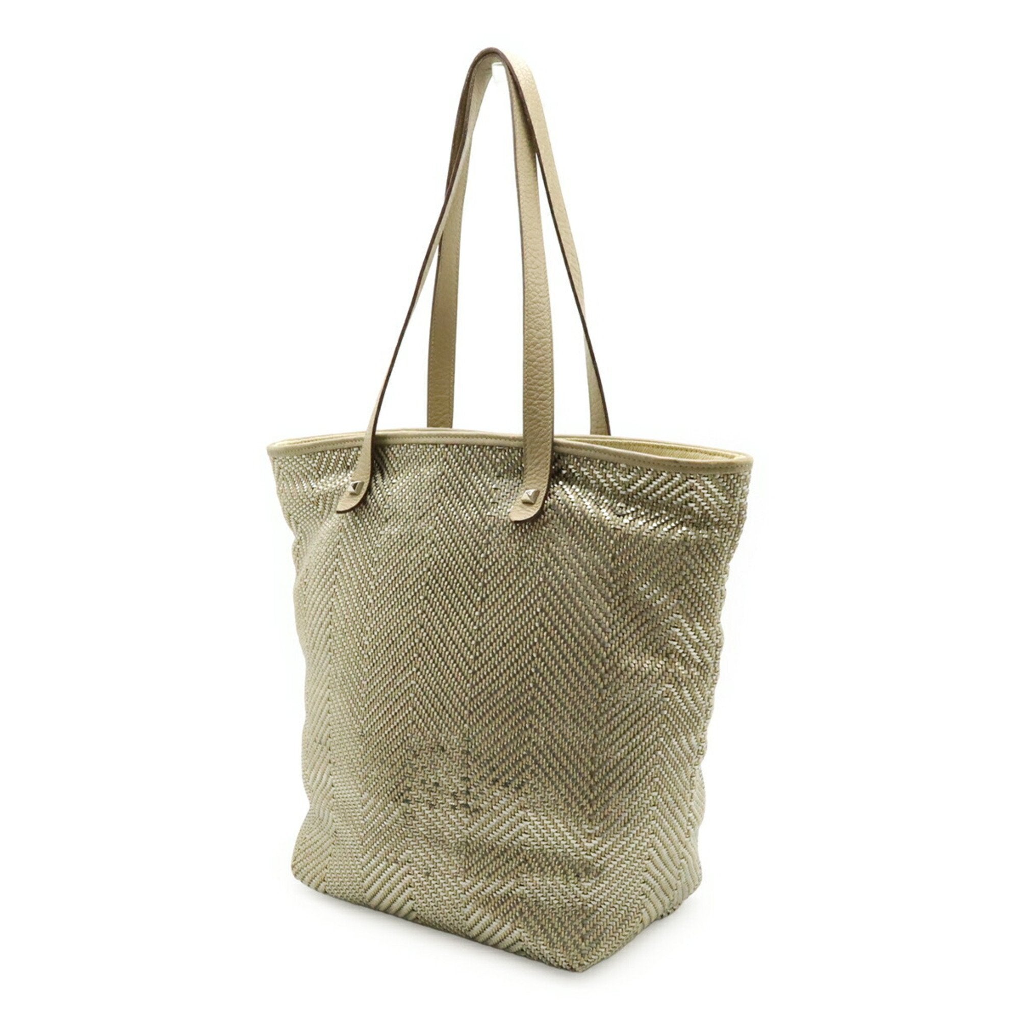 Chennai Tote Woven Leather and Canvas MM
