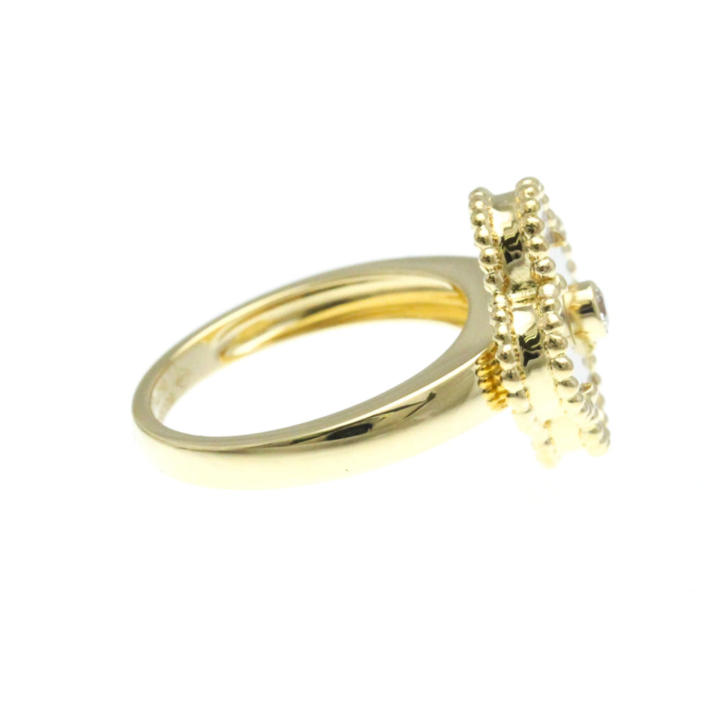 Vintage Alhambra Ring 18K Yellow Gold and Mother of Pearl