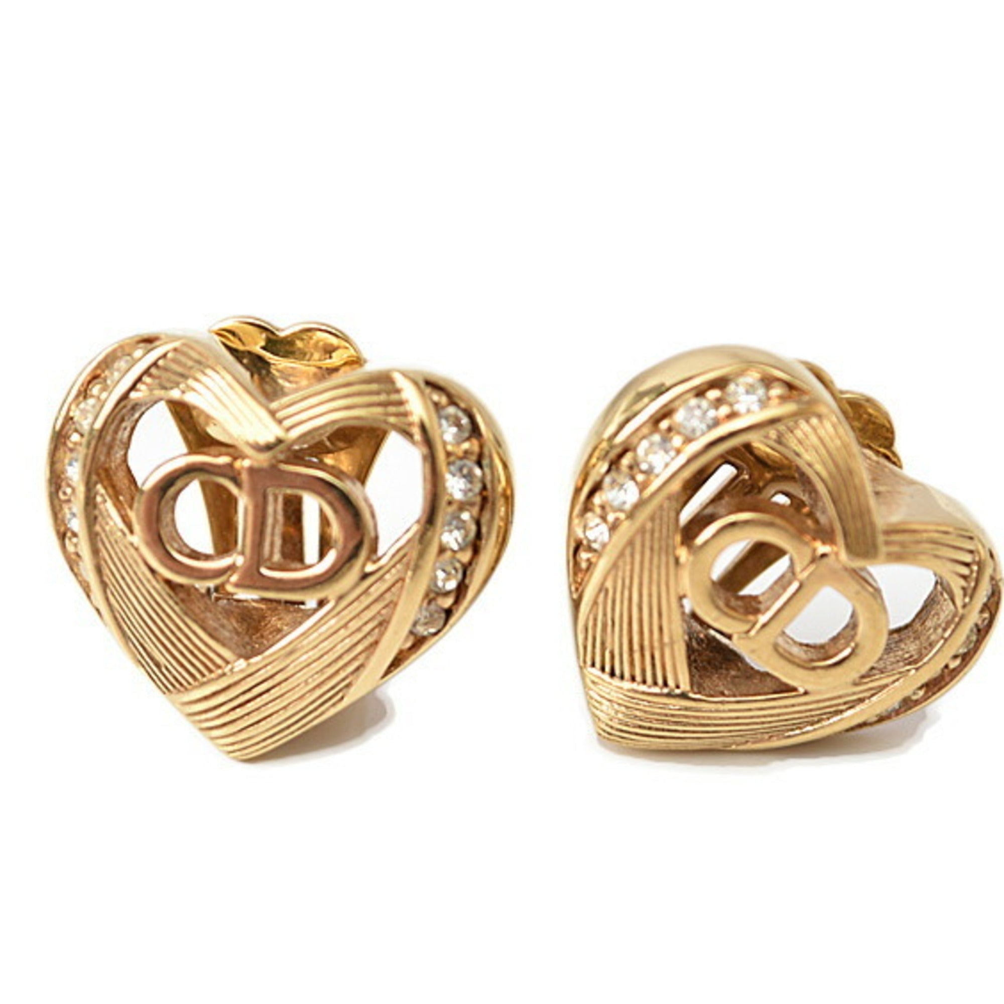Earrings Rhinestone Gold-Tone Metal
