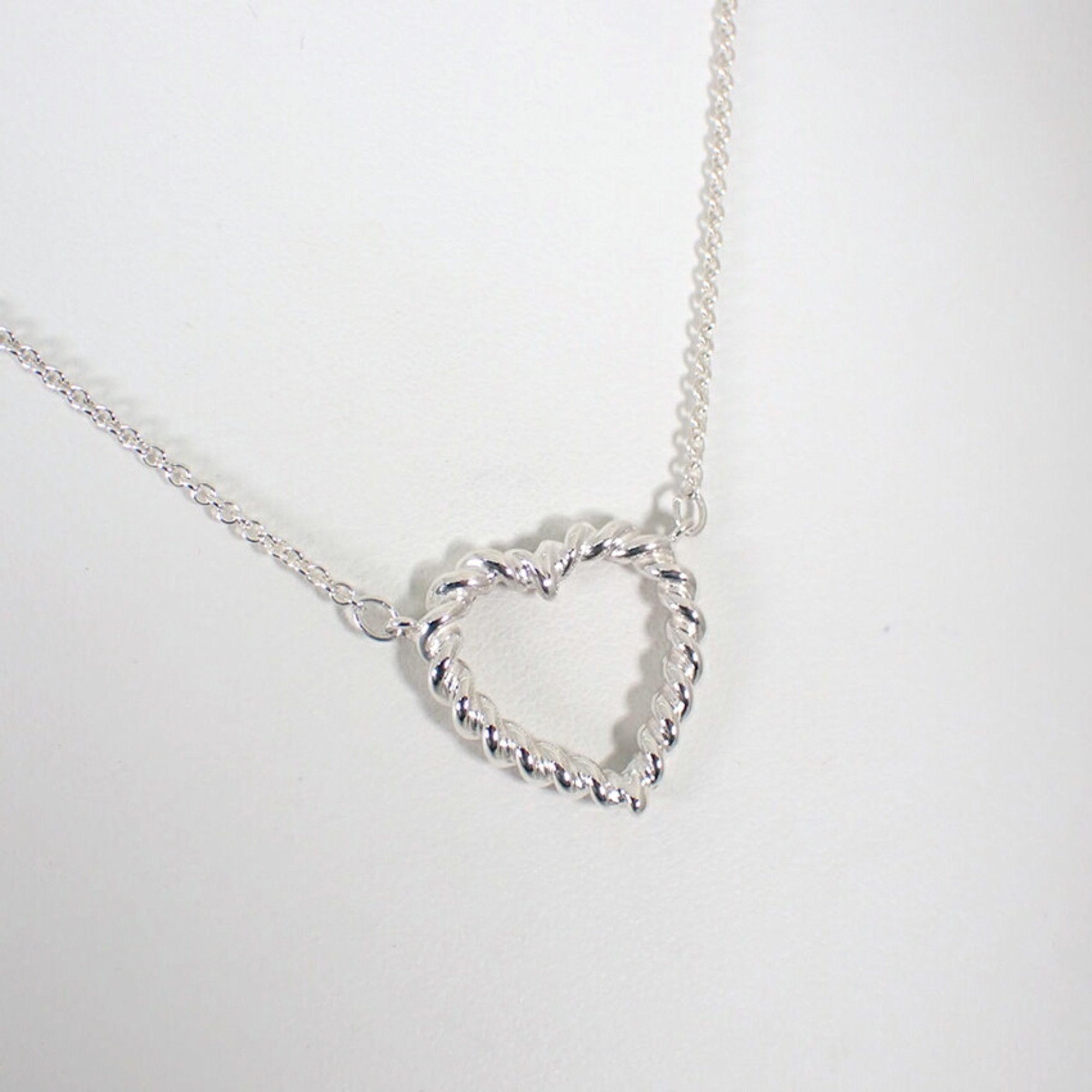 Rope Heart Pendant Necklace Sterling Silver