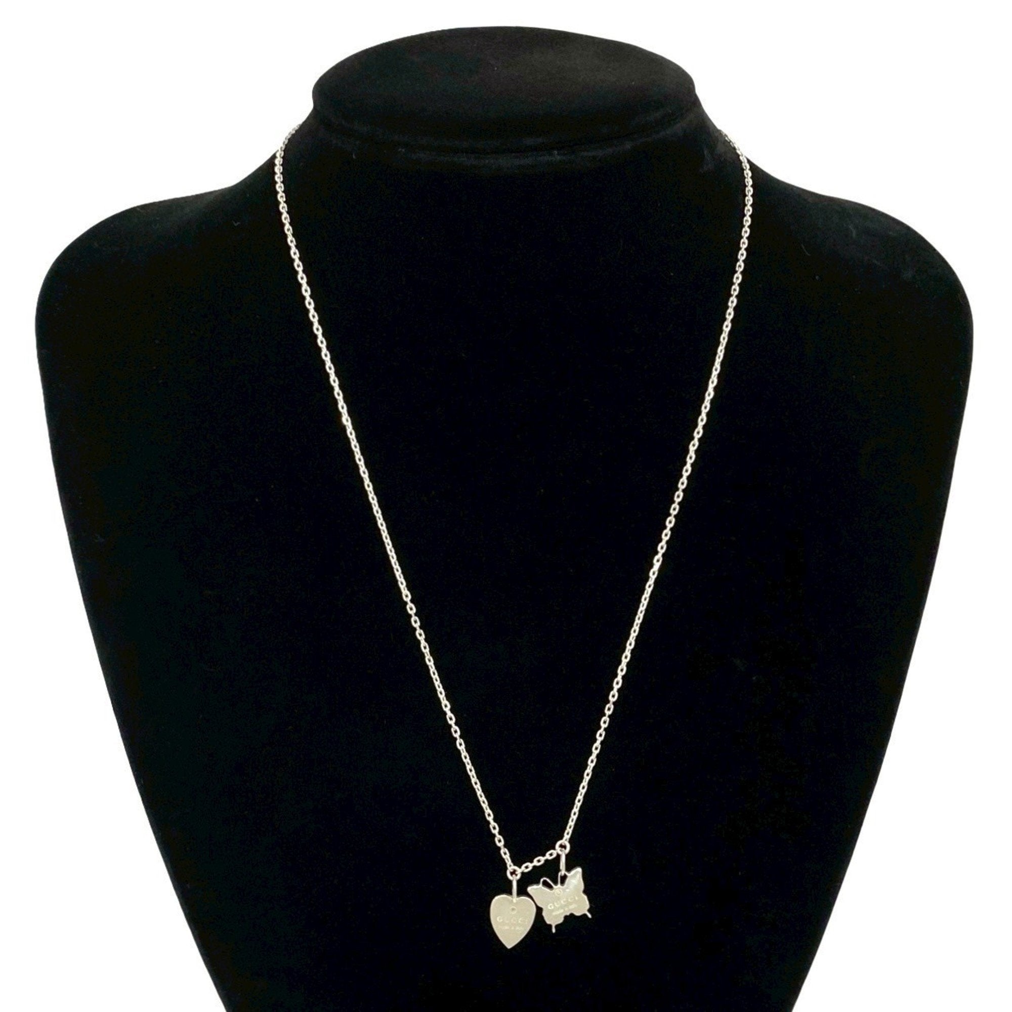 Pendant Necklace Sterling Silver Heart And Butterfly Motif