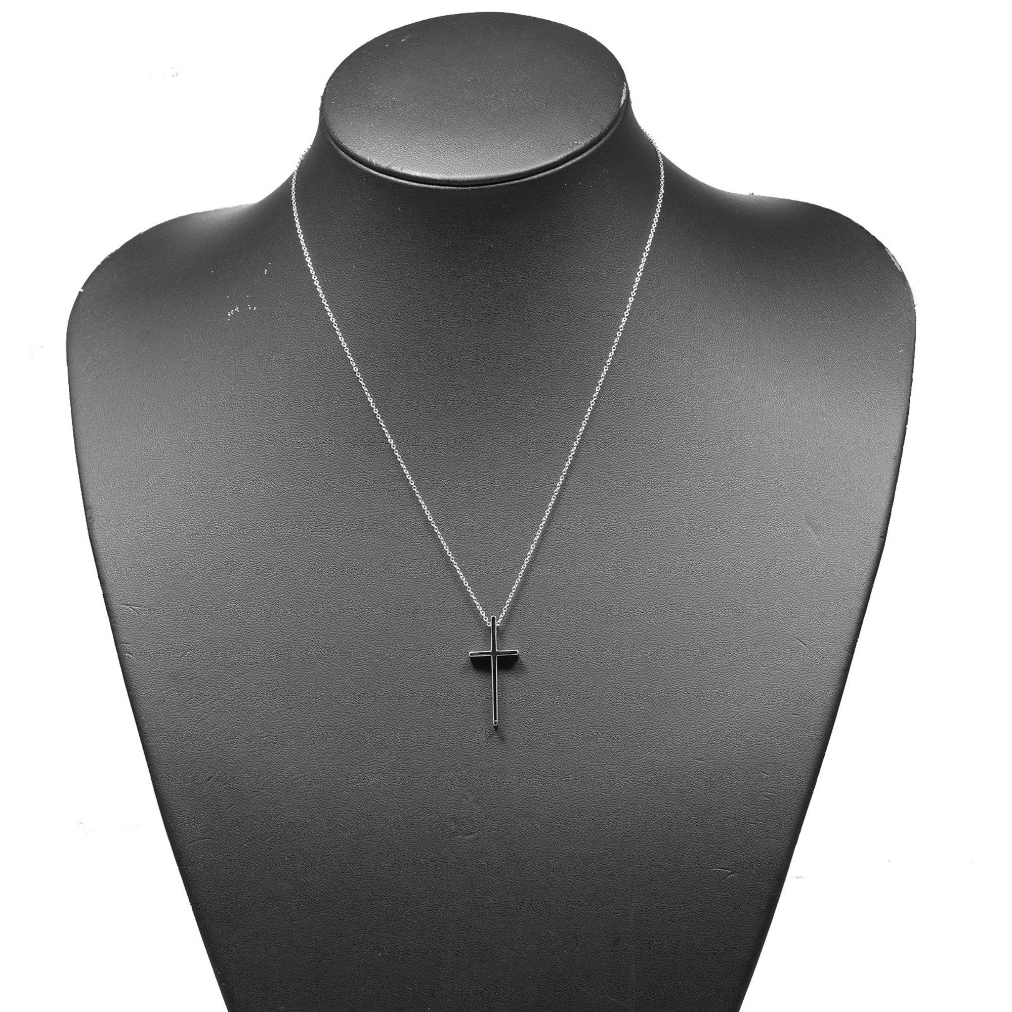 Cross Pendant Necklace 18K White Gold