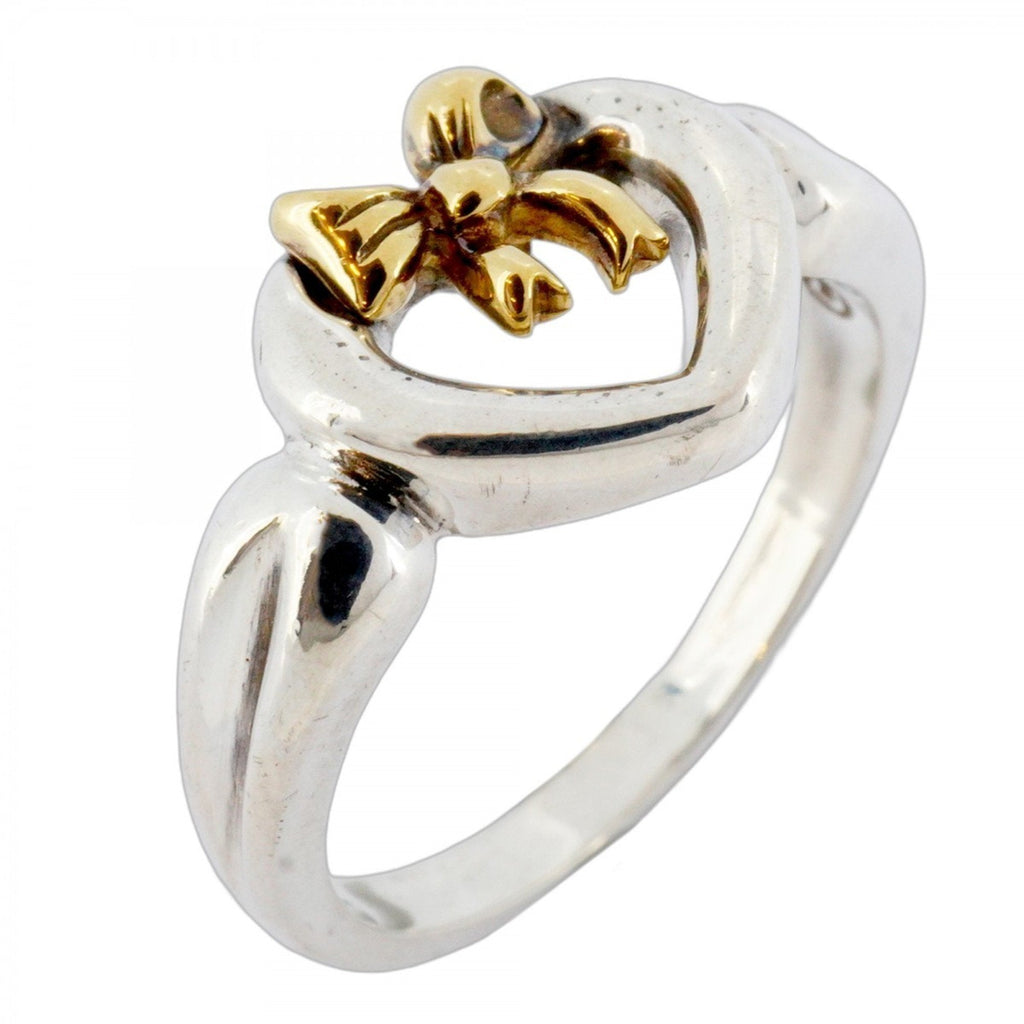 Ribbon Heart Ring 18K Yellow Gold and Sterling Silver