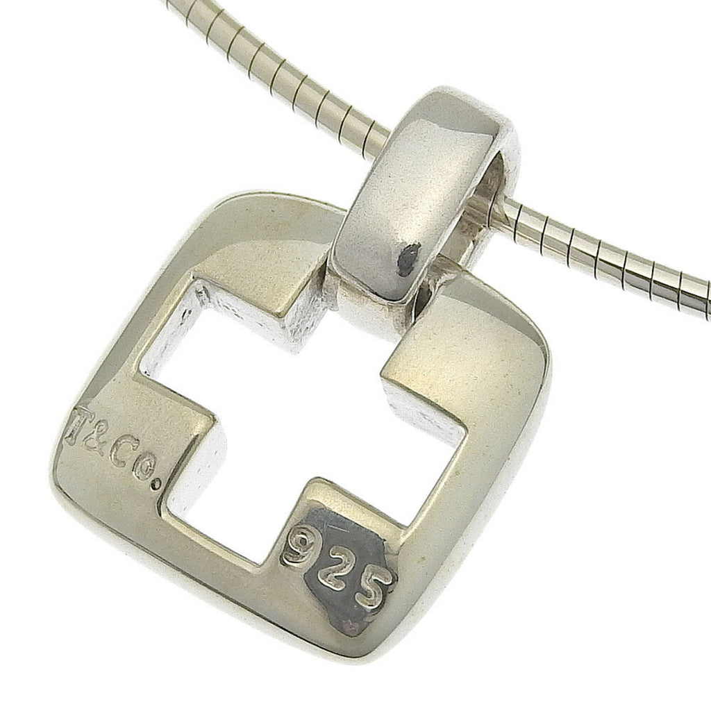 Pierced Cross Choker Necklace Sterling Silver