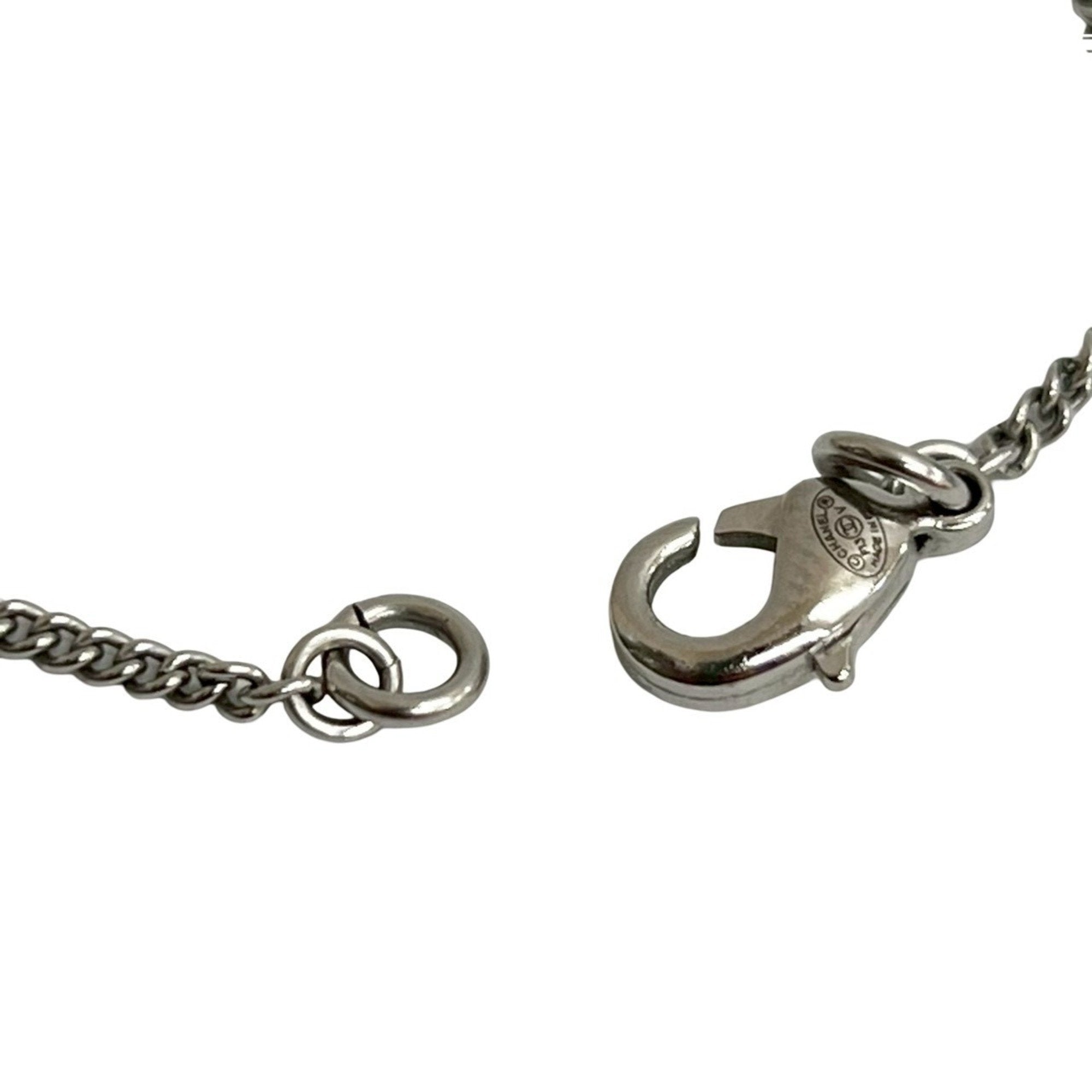 CC Logo Chain Pendant Necklace Silver-Tone Metal