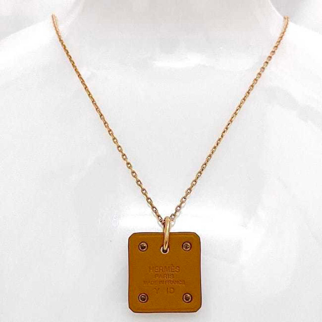 Pendant Necklace Gold and Leather and Swift Leather