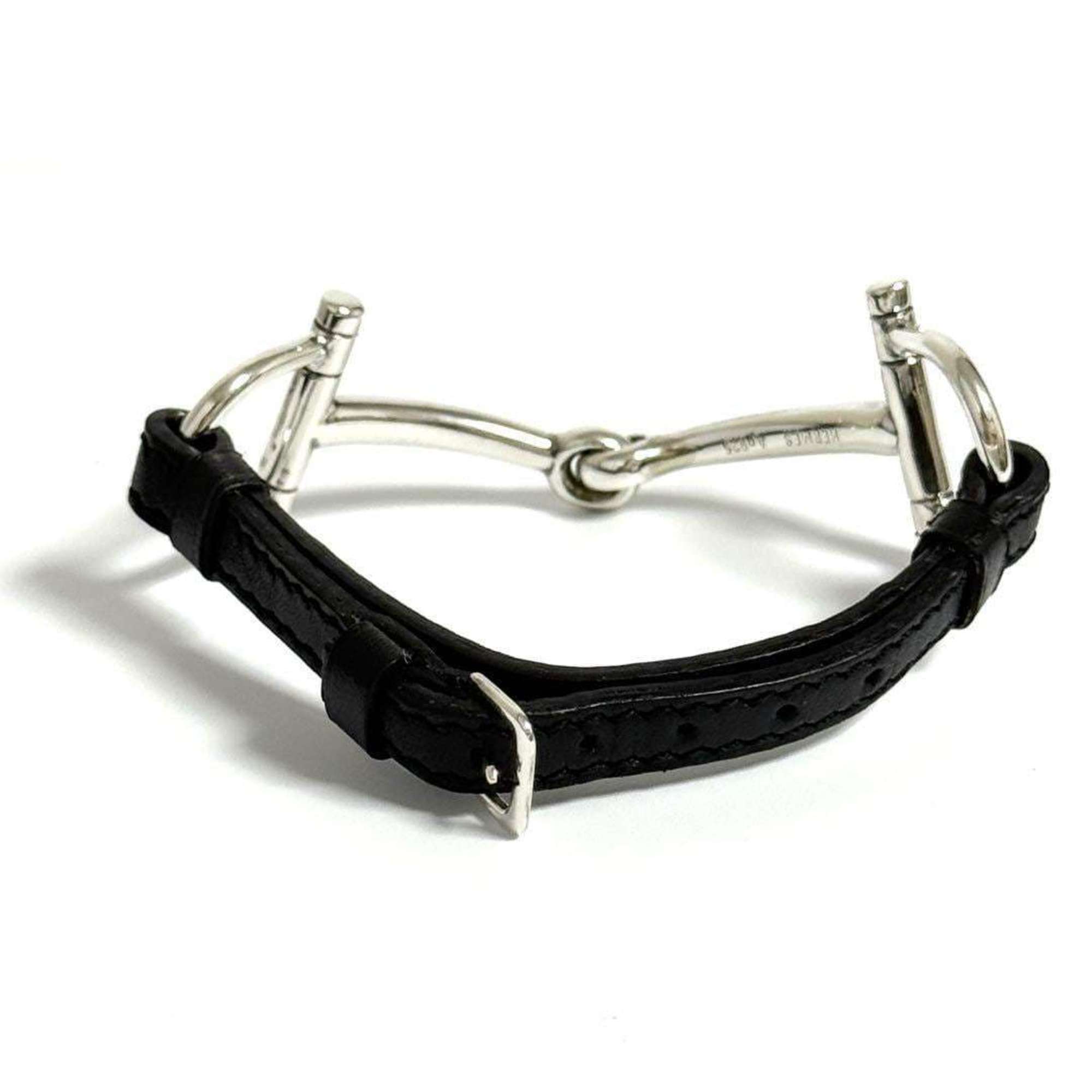 Horsebit Bracelet Leather and Sterling Silver