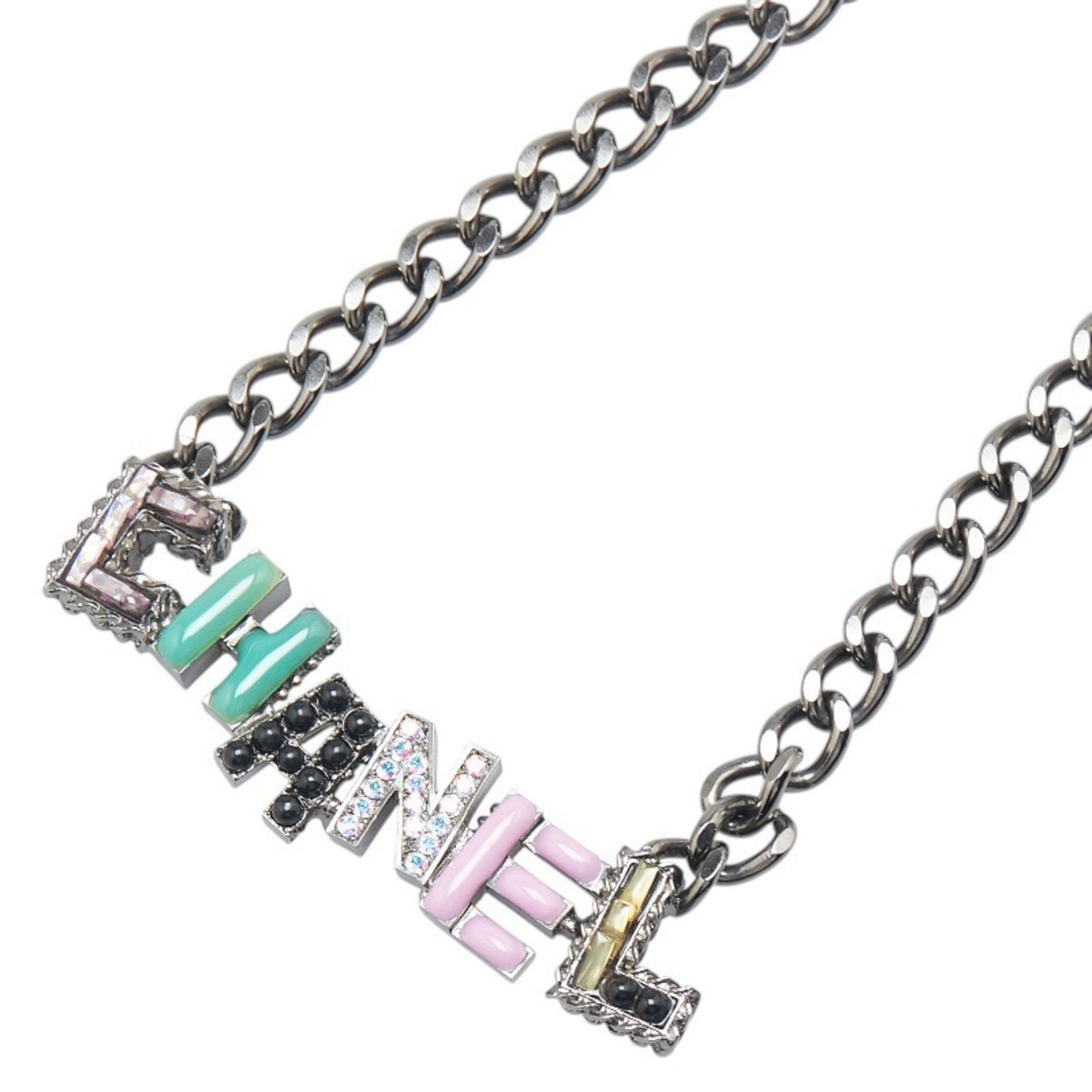 Necklace Metal and Plastic with Rhinestone