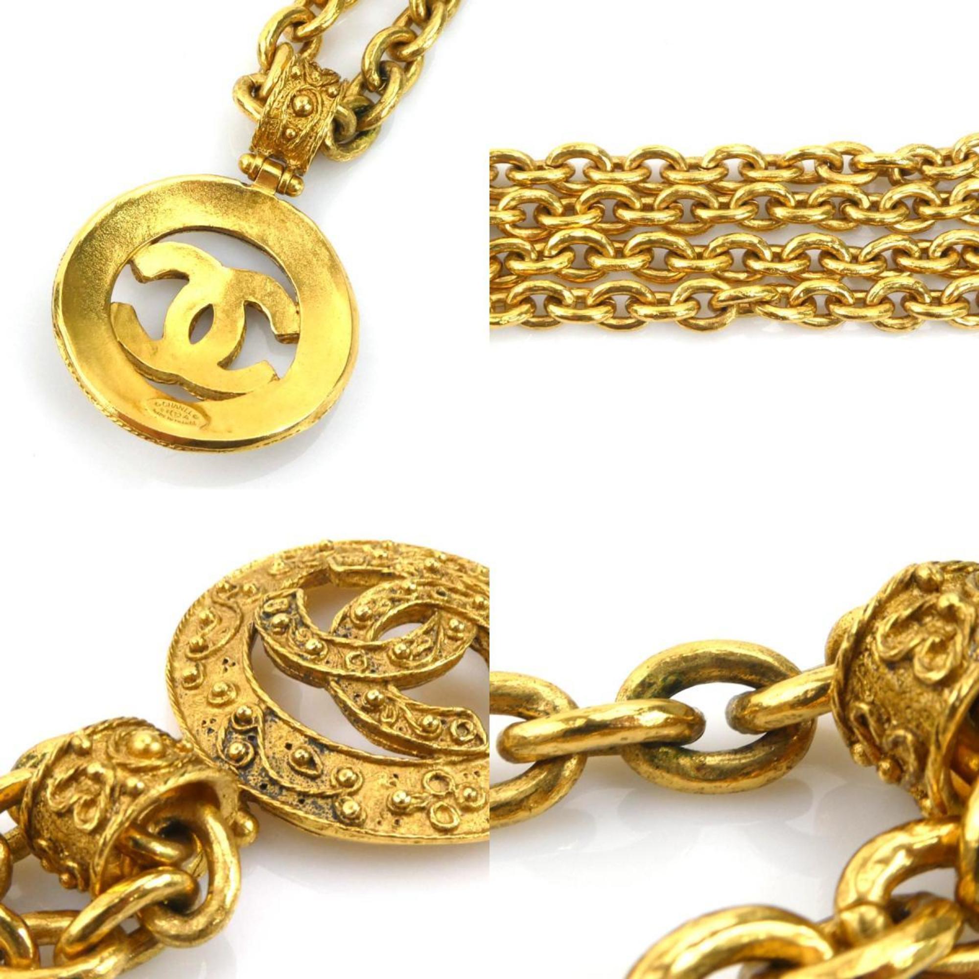 CC Logo Pendant Necklace Gold-Tone Metal