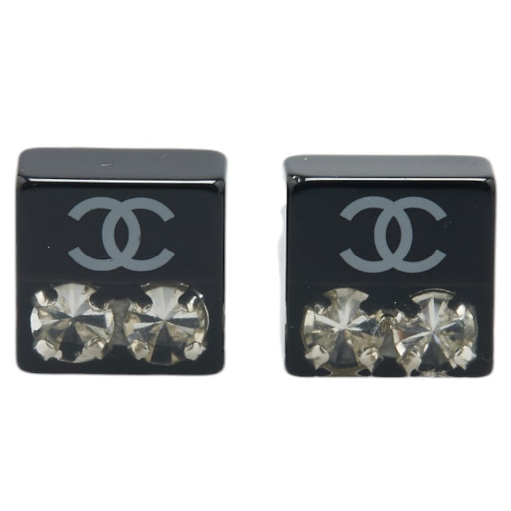 CC Logo Stud Earrings Silver-Tone Metal