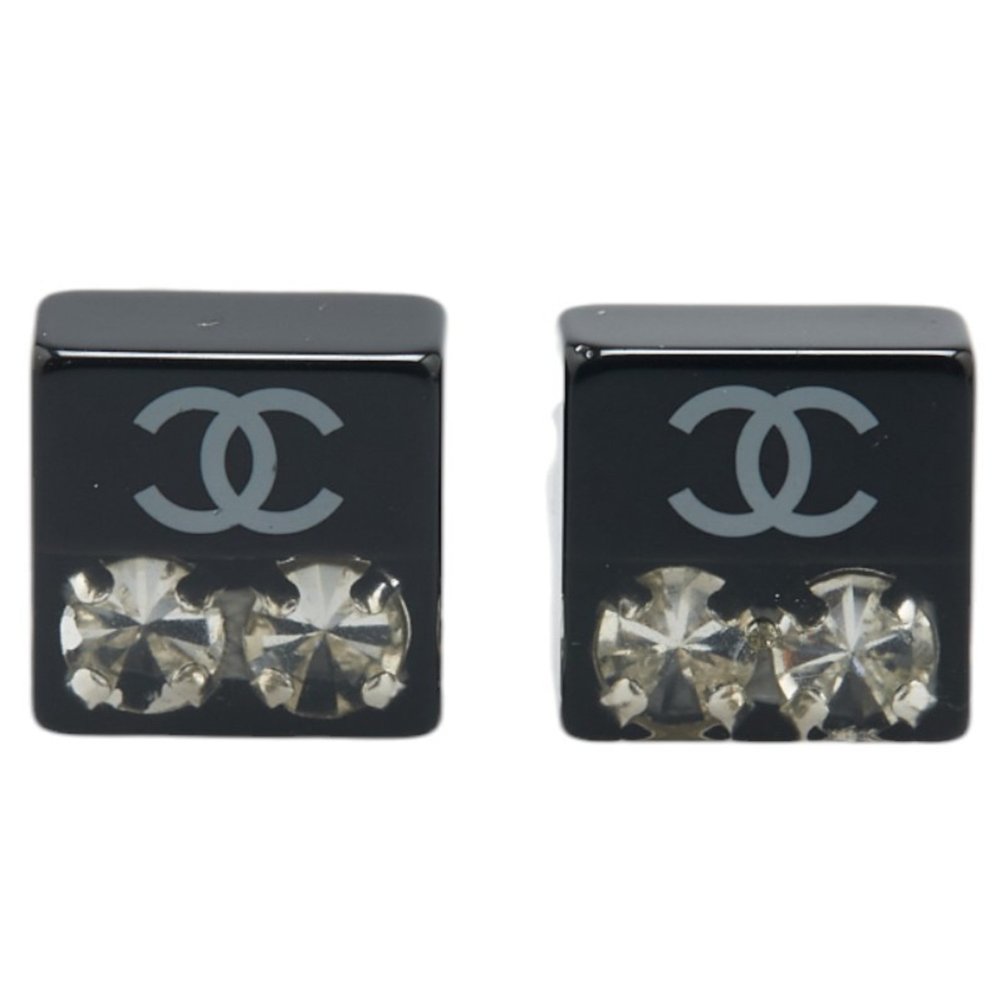 CC Logo Stud Earrings Silver-Tone Metal