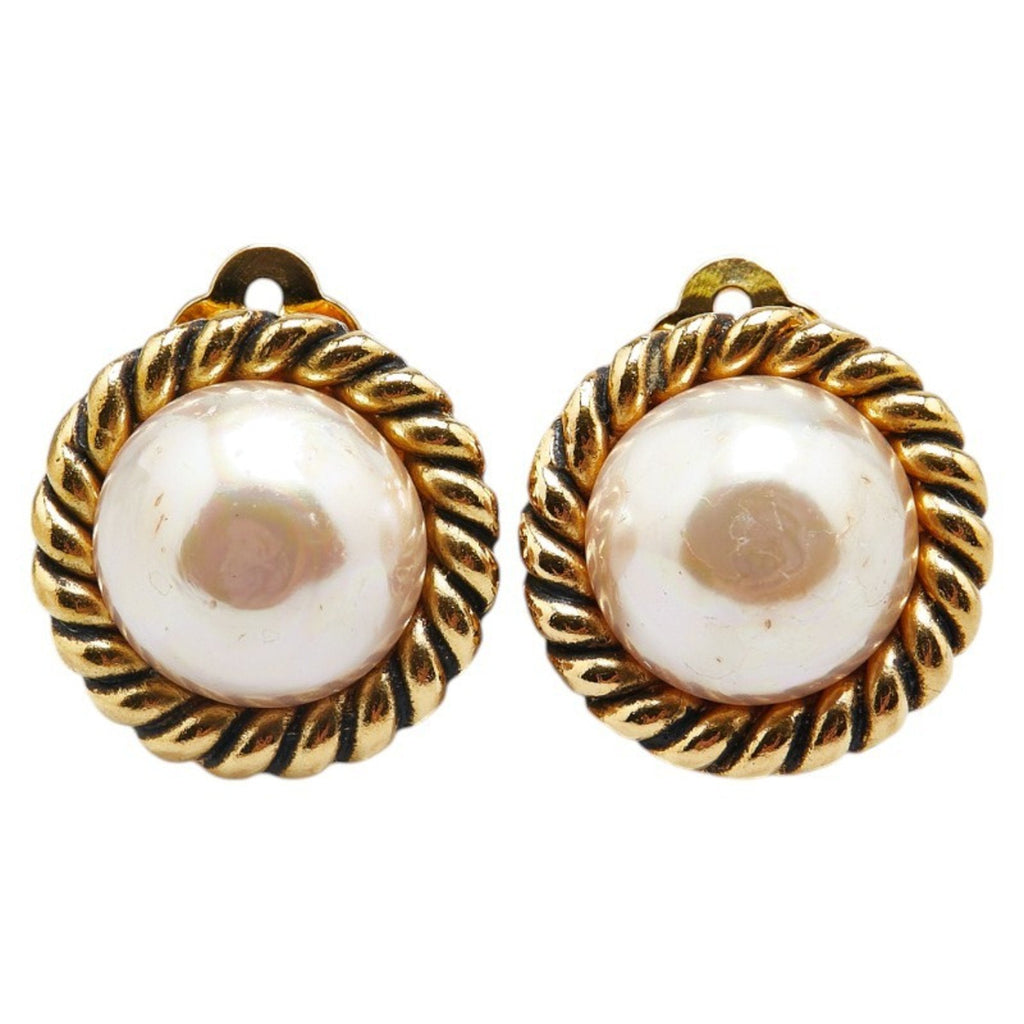 Clip-On Earrings Pearl Clip-On Gold-Tone Metal