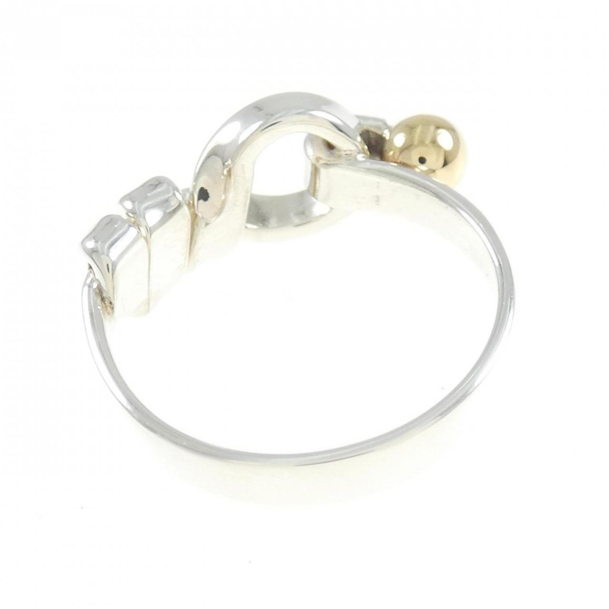 Flatwire Love Knot Ring Sterling Silver and 18K Yellow Gold