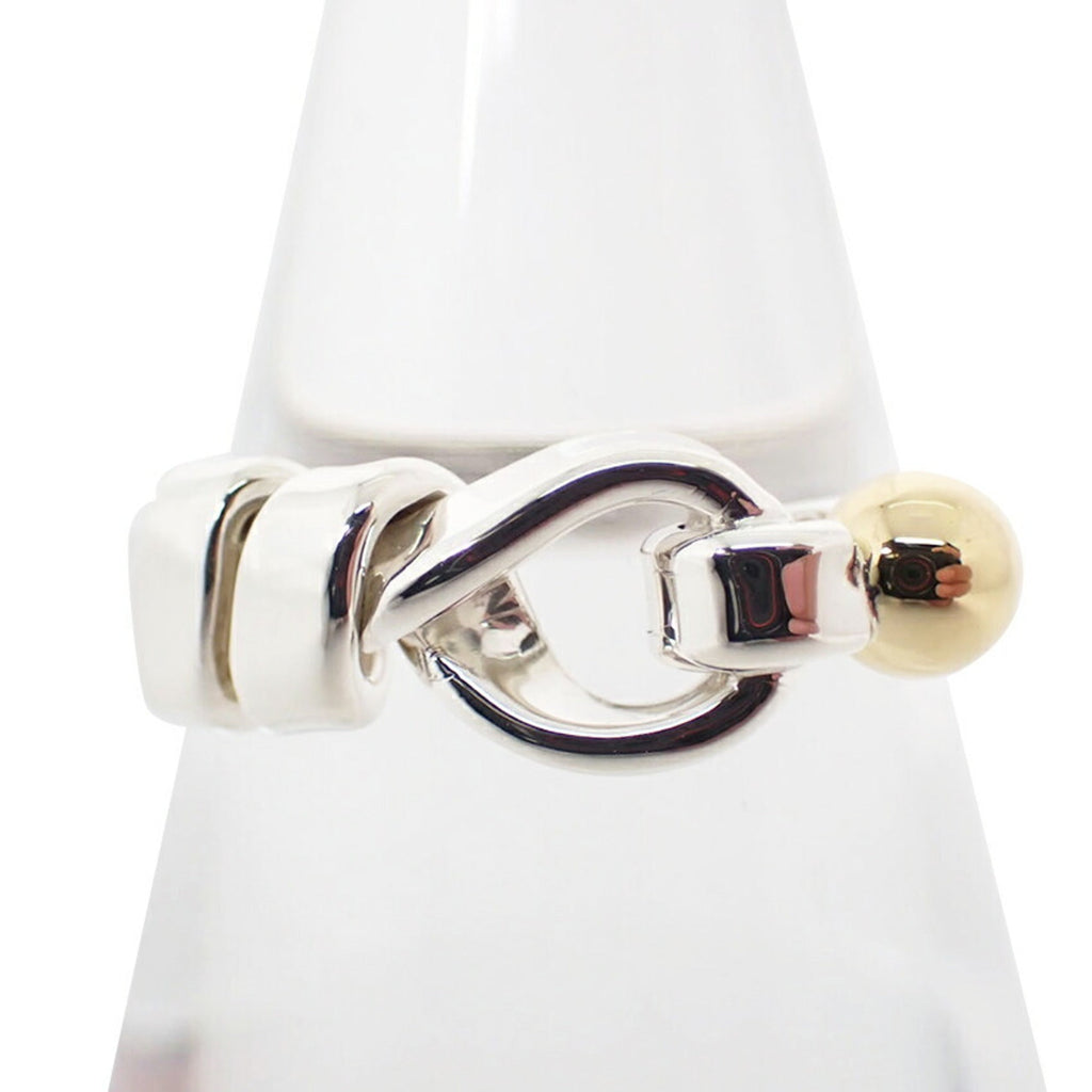 Hook and Eye Band Ring Sterling Silver and 18K Yellow Gold